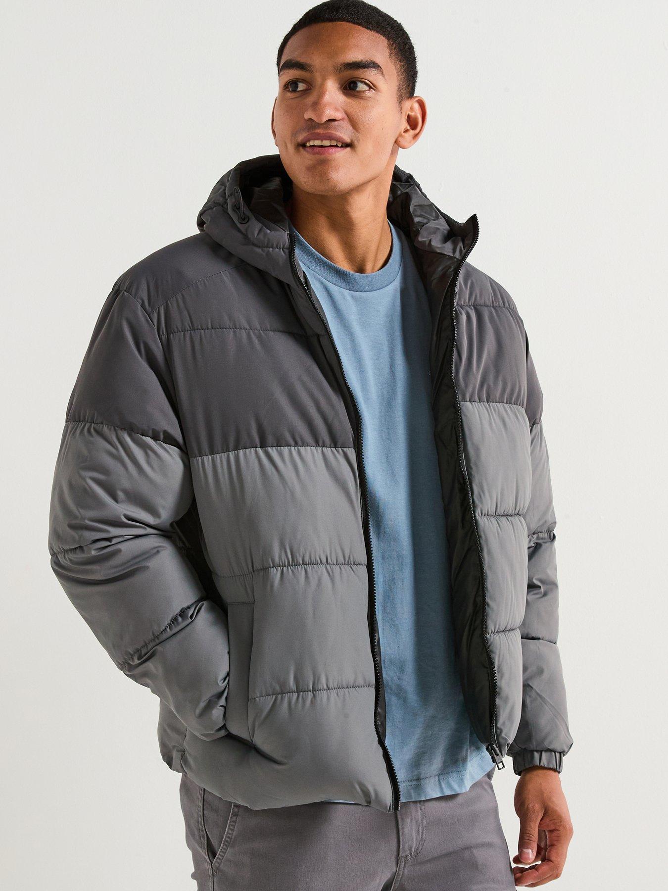  image of jack-jones-maze-hooded-puffer-dark-grey