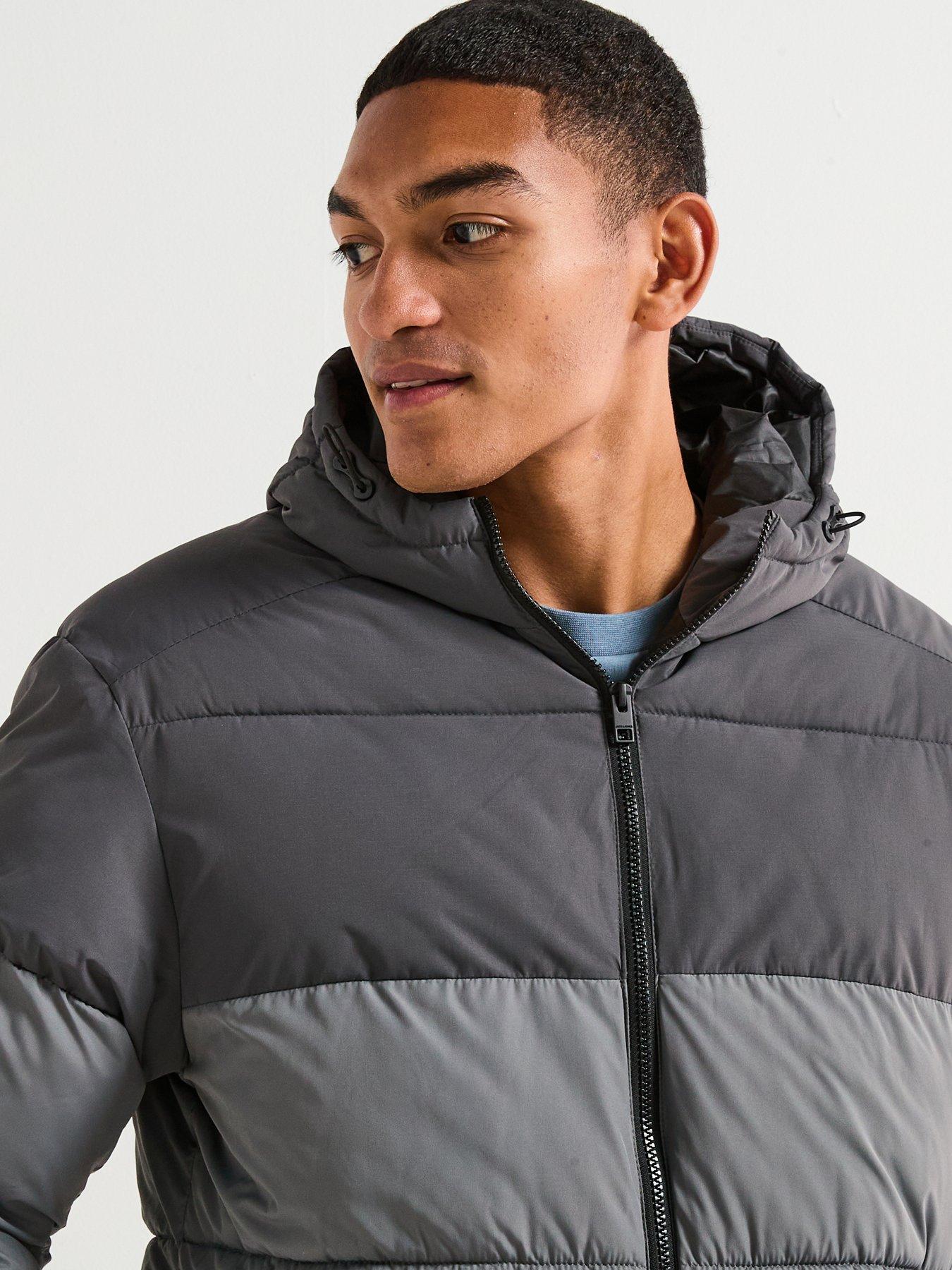  image of jack-jones-maze-hooded-puffer-dark-grey