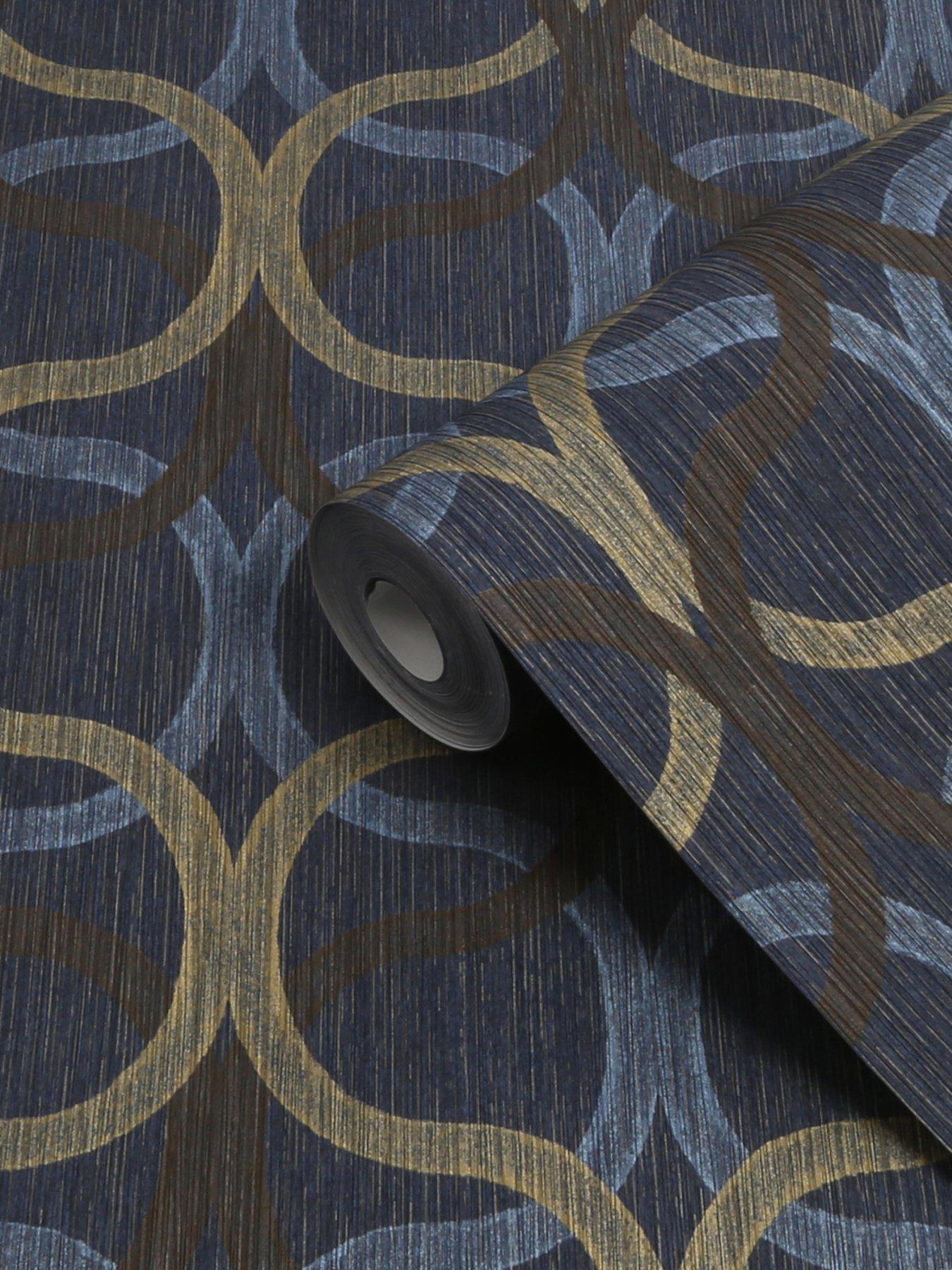  image of boutique-refine-geo-wallpaper-in-navy
