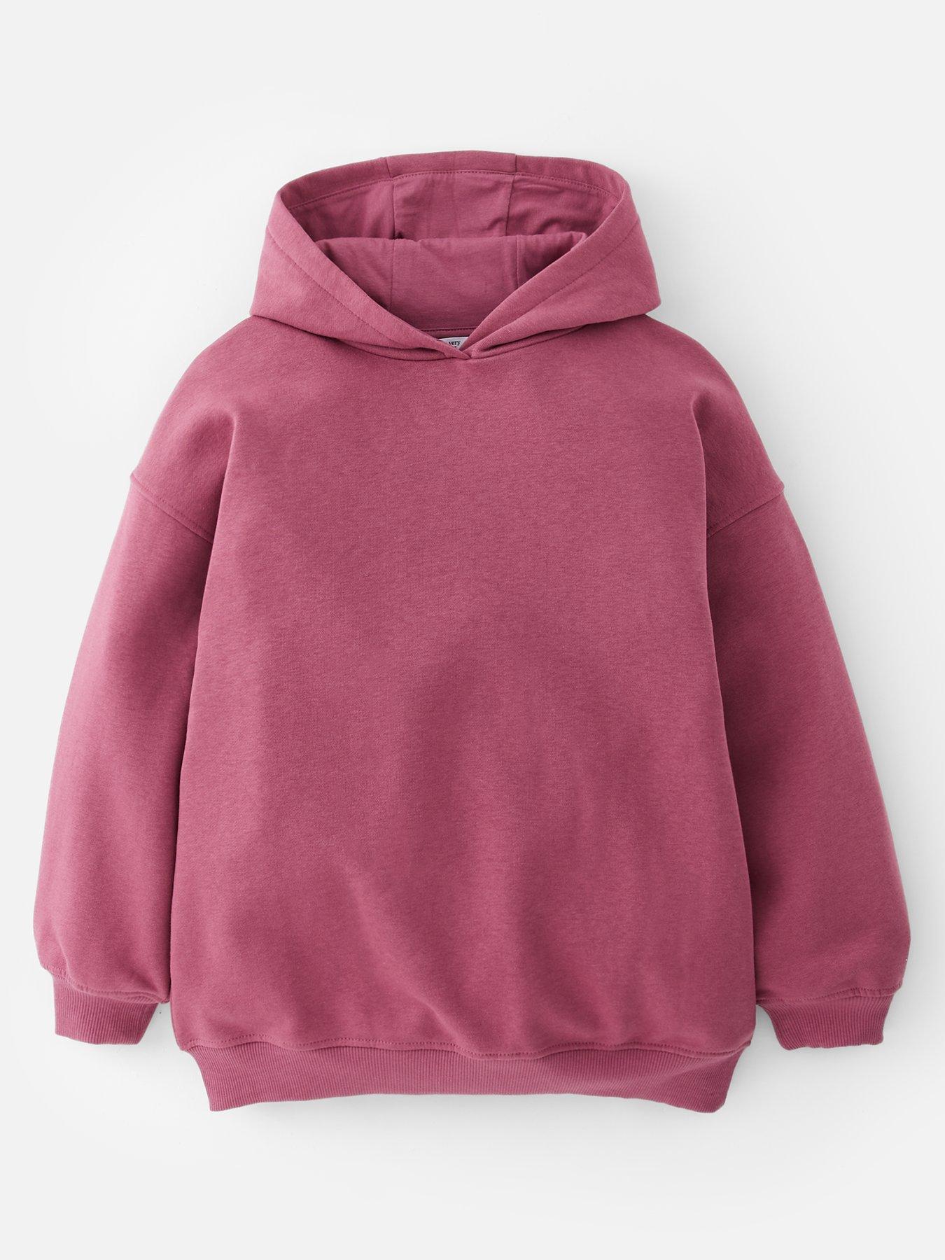 front image of the-very-collection-girls-slogan-oversized-hoodie-pink