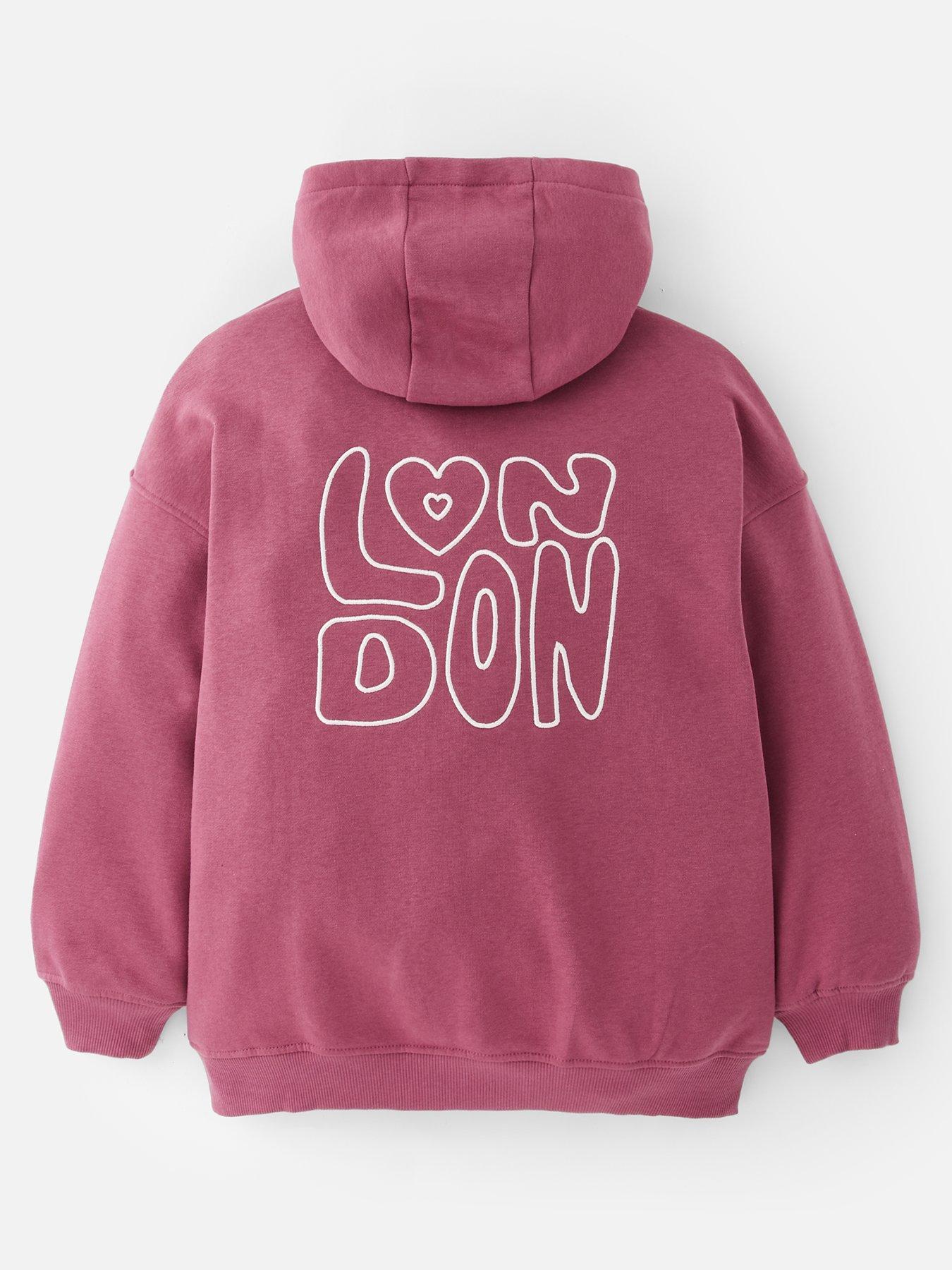  image of the-very-collection-girls-slogan-oversized-hoodie-pink