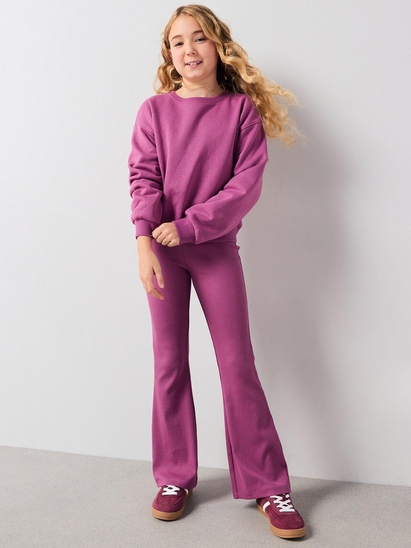 The Very Collection Girls Sweatshirt With Flare Leggings - Rose Pink