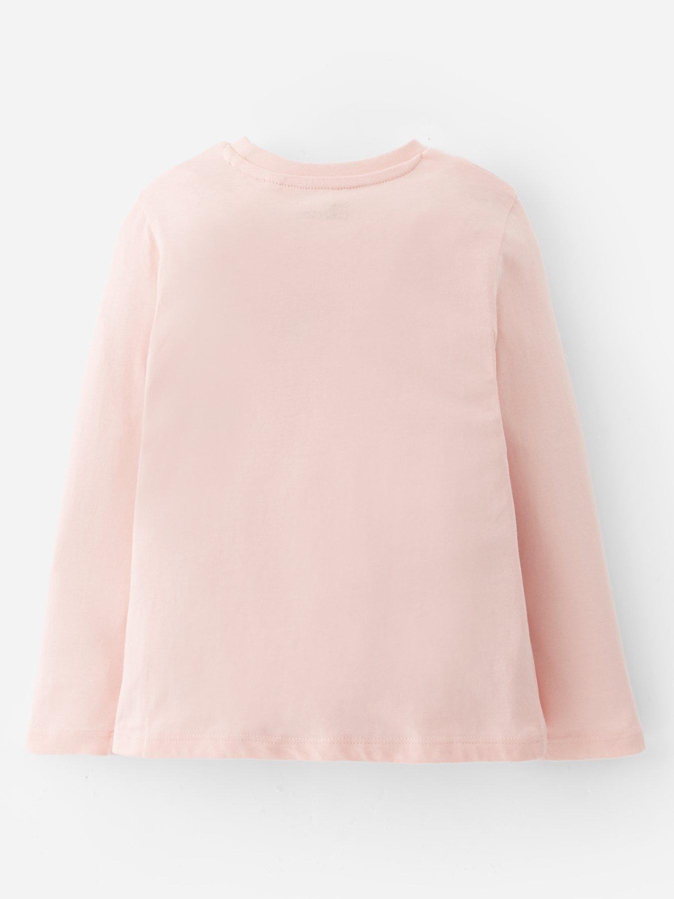  image of the-very-collection-girls-christmas-glitter-bow-long-sleeve-t-shirt-pink