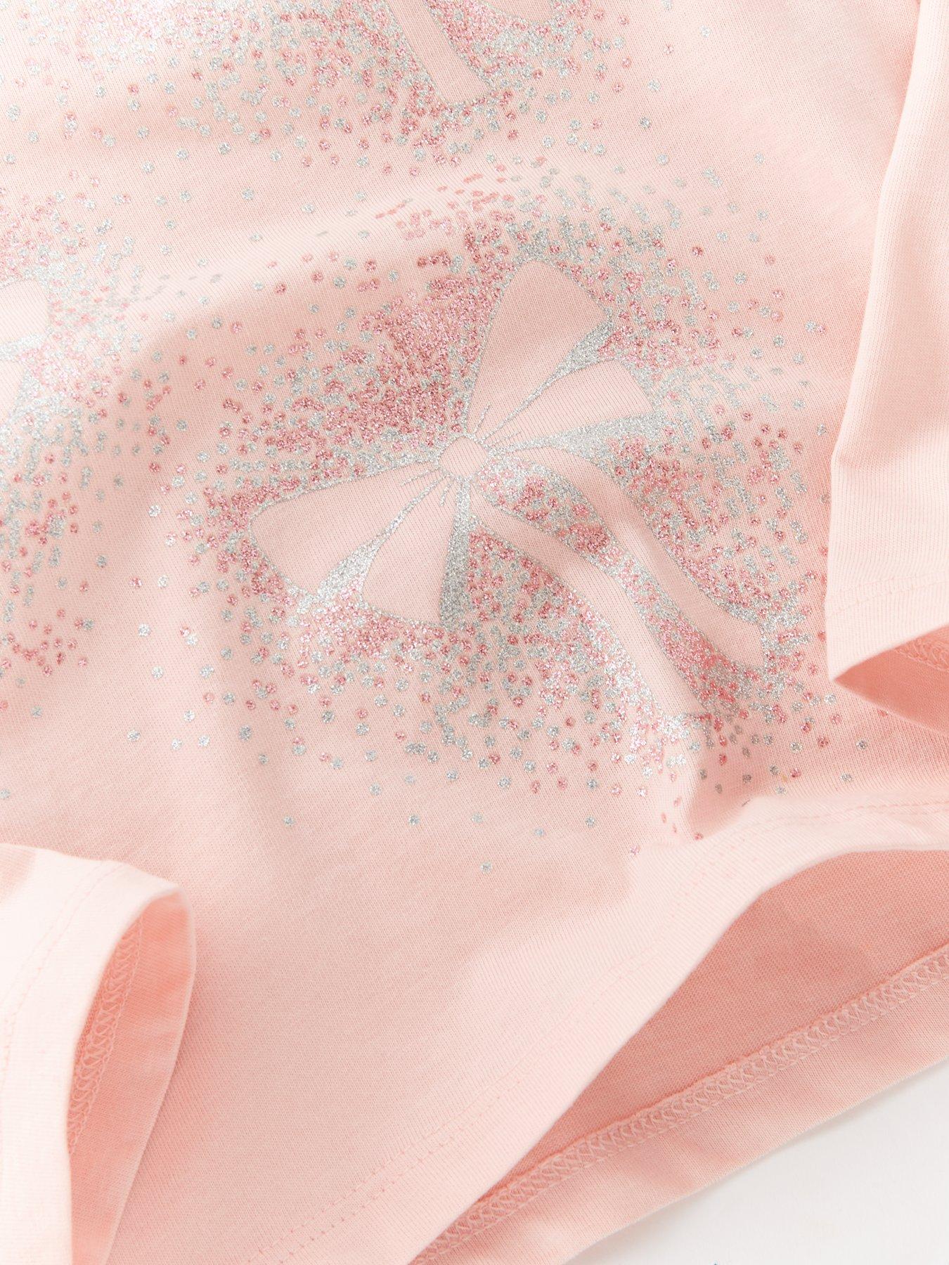  image of the-very-collection-girls-christmas-glitter-bow-long-sleeve-t-shirt-pink