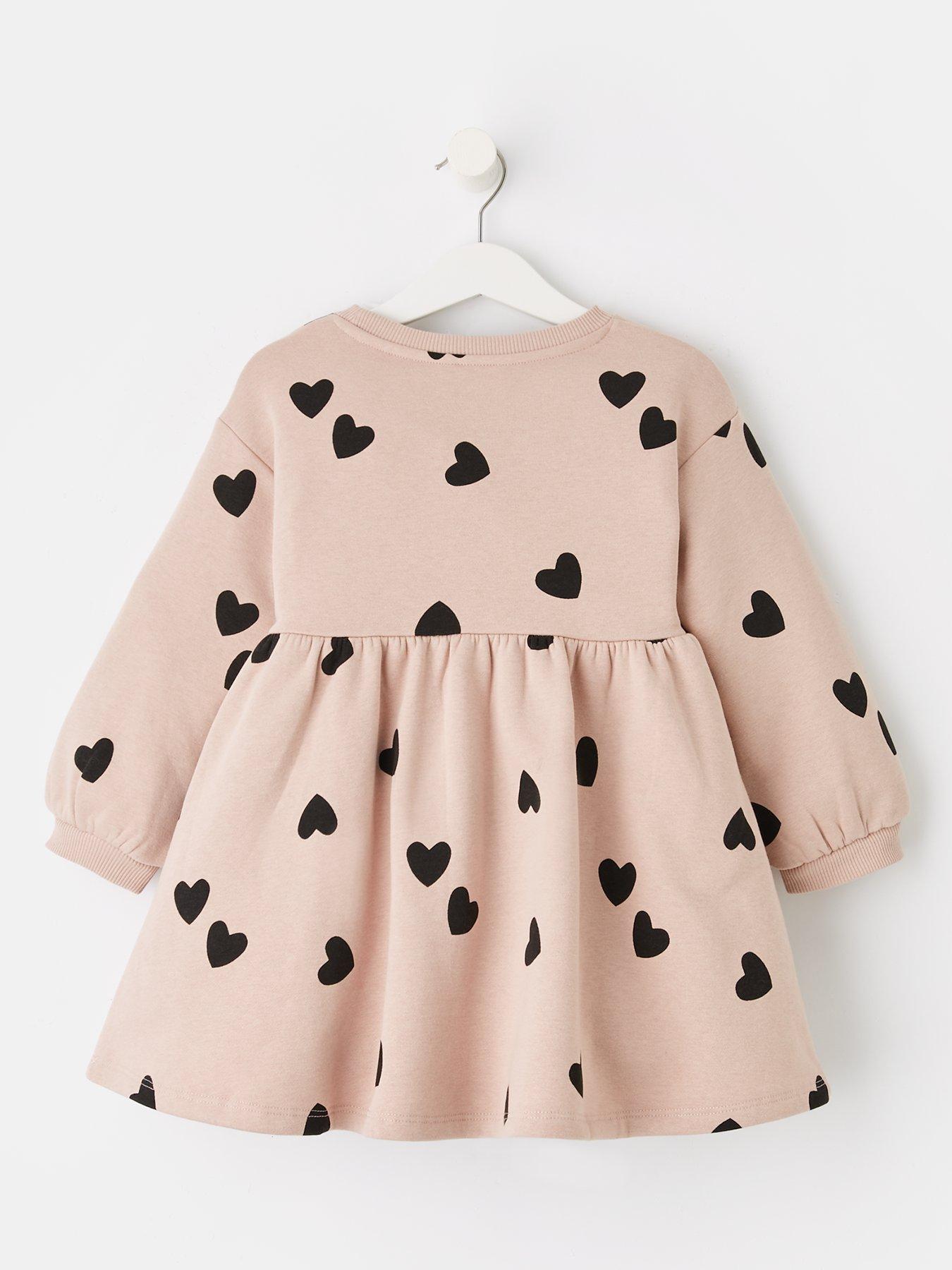  image of the-very-collection-girls-heart-print-sweat-dress-cream