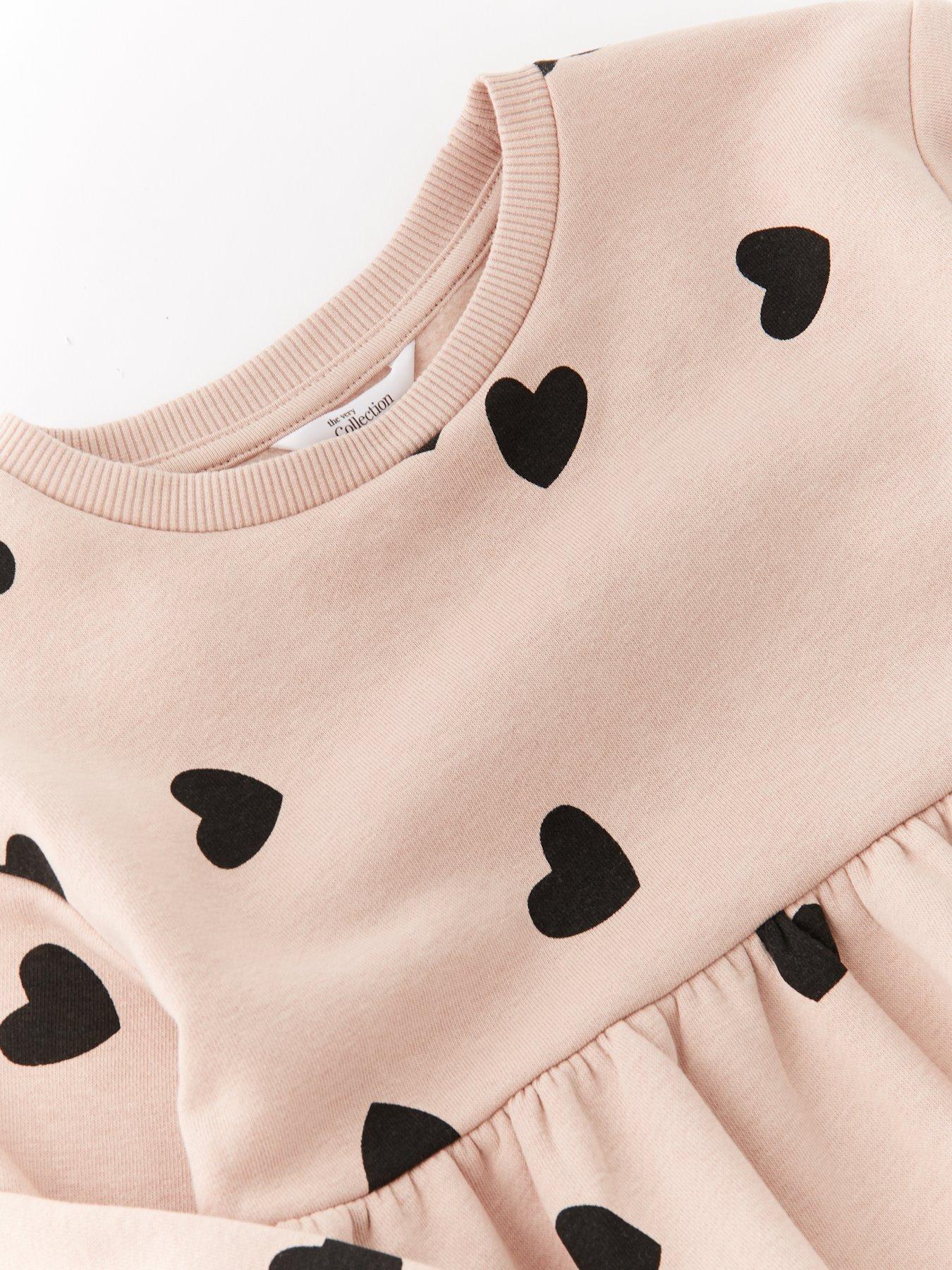  image of the-very-collection-girls-heart-print-sweat-dress-cream