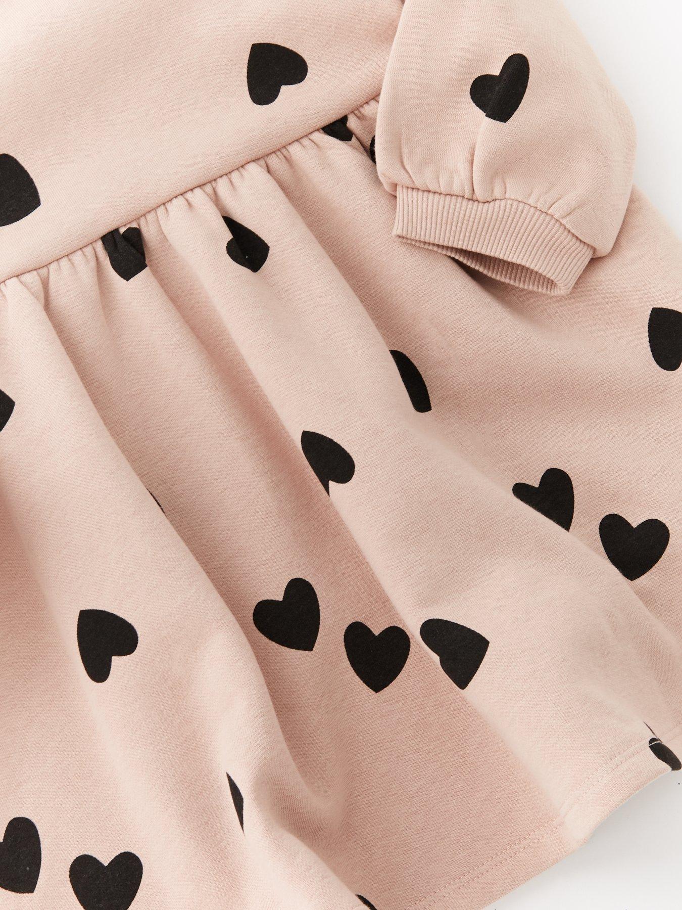  image of the-very-collection-girls-heart-print-sweat-dress-cream