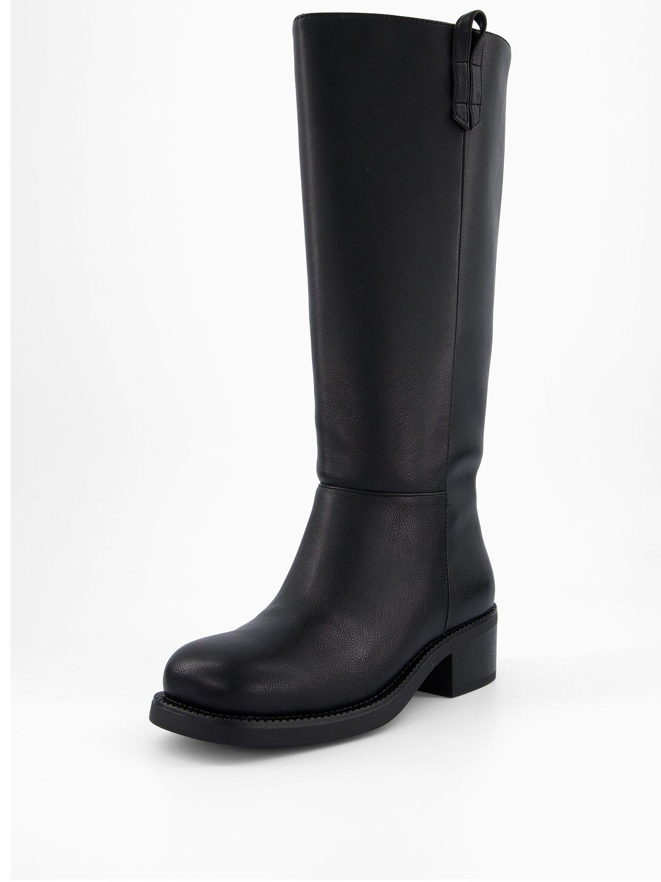 back image of the-very-collection-wide-fit-knee-boot-pu-black