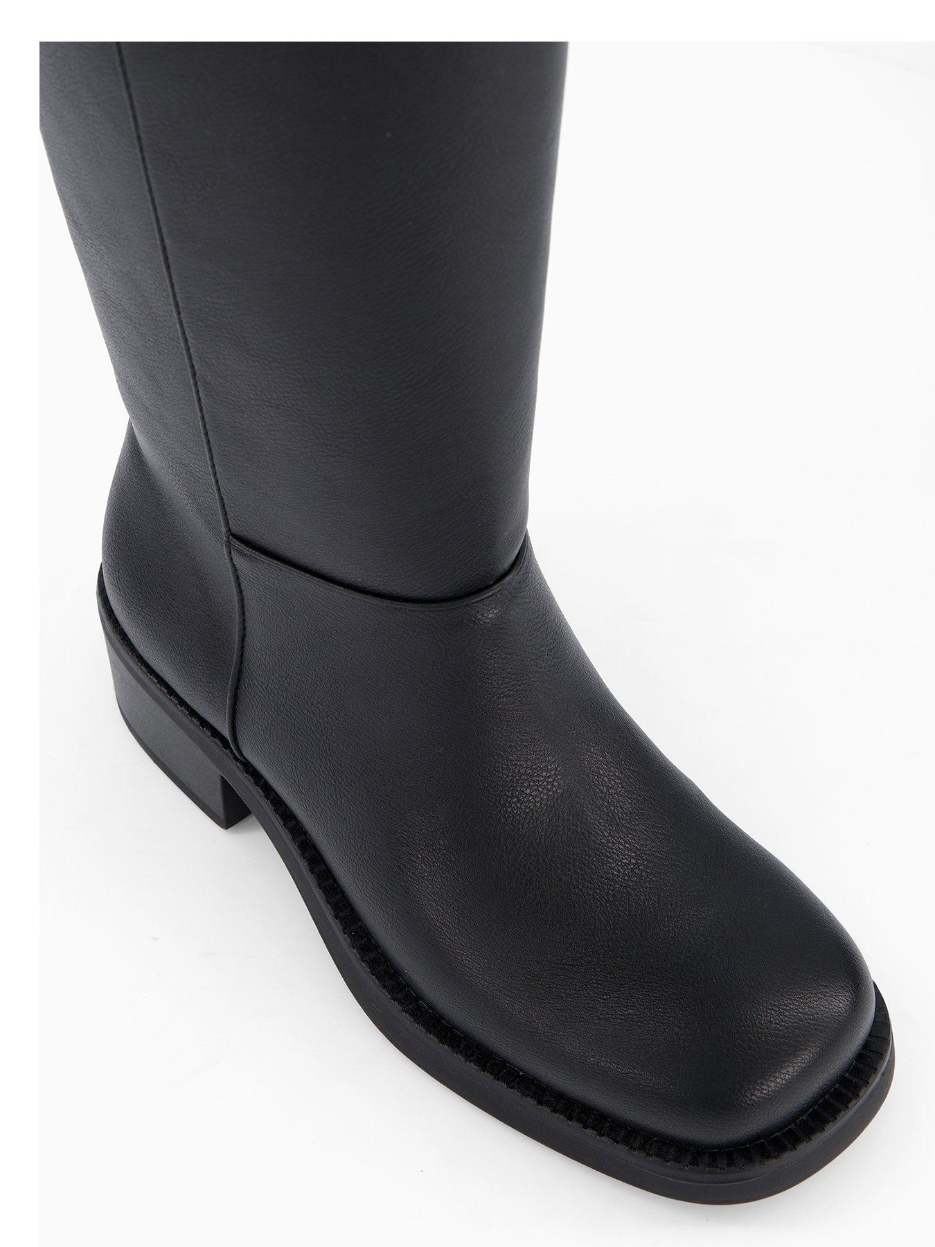  image of the-very-collection-wide-fit-knee-boot-pu-black