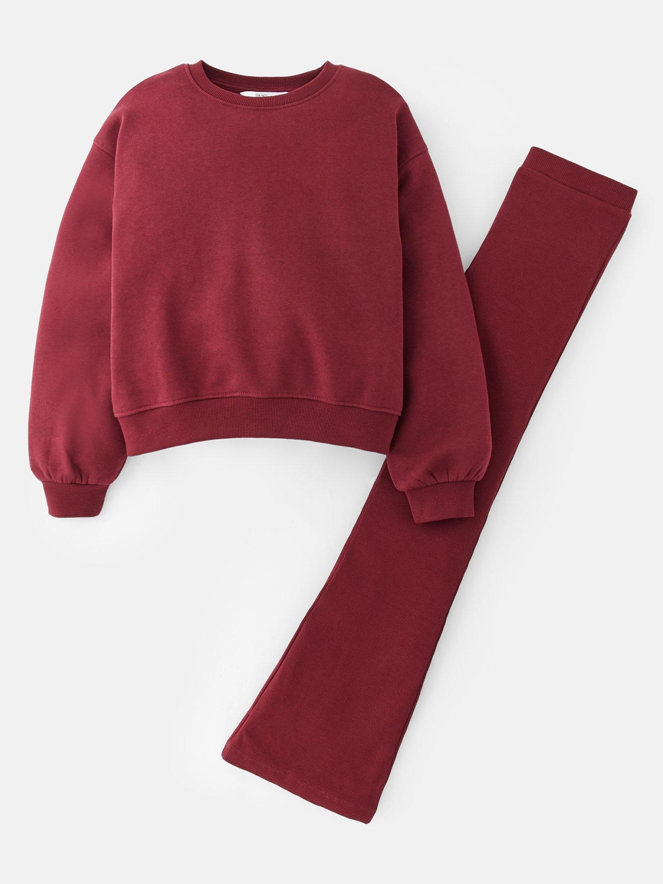  image of the-very-collection-girls-sweatshirt-with-flare-legging-burgundyred