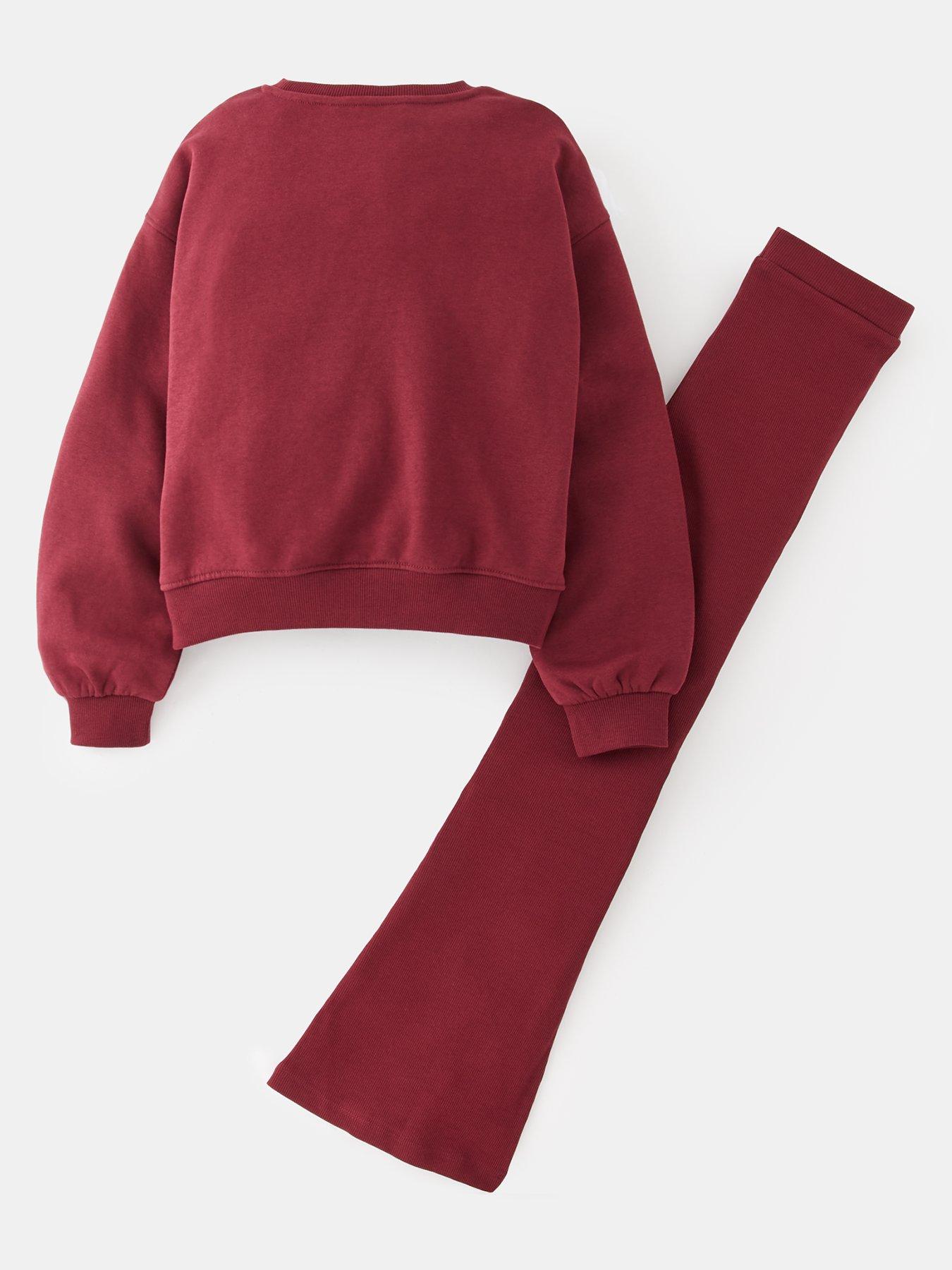  image of the-very-collection-girls-sweatshirt-with-flare-legging-burgundyred