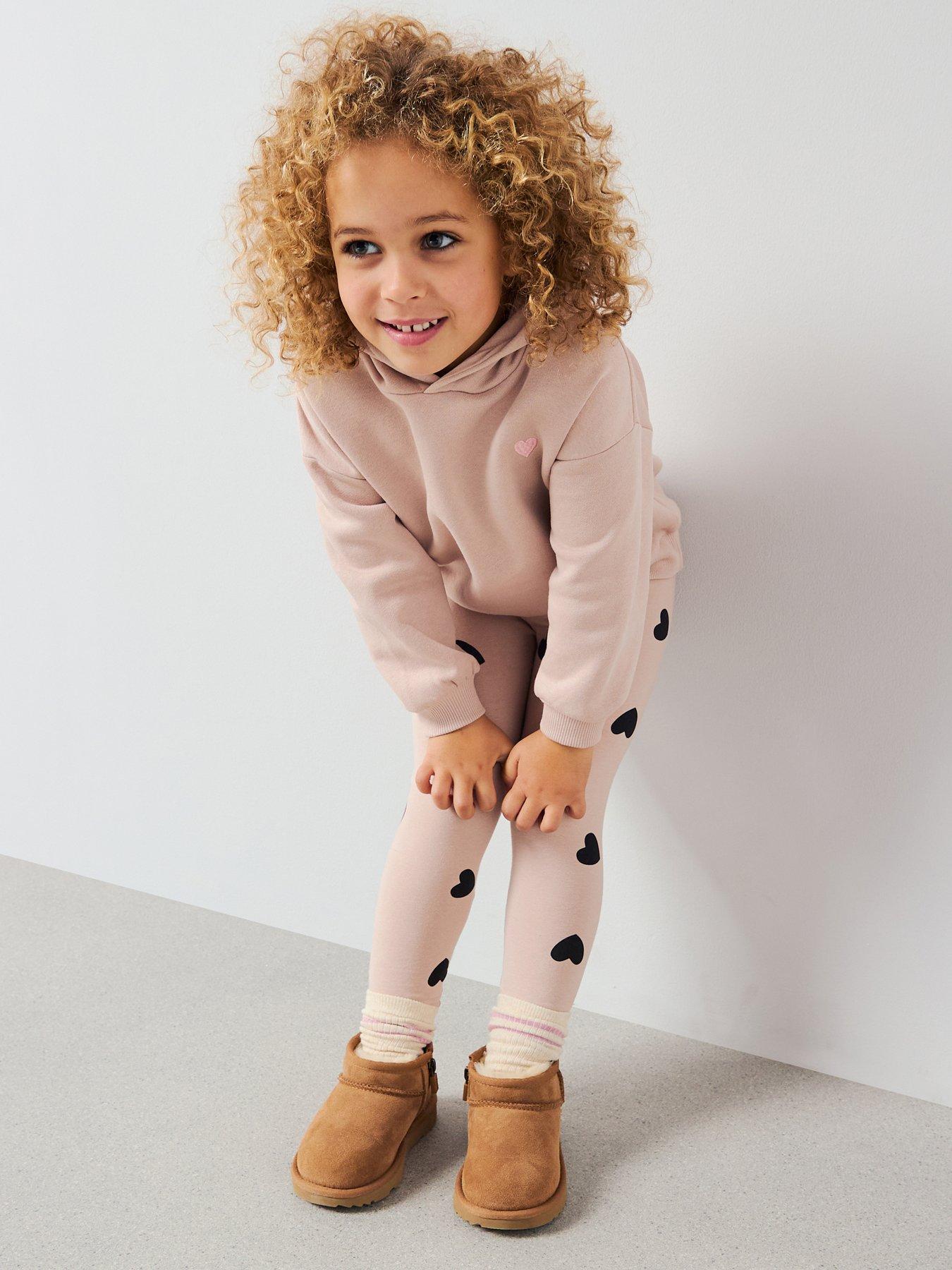  image of the-very-collection-girls-hoodie-and-legging-set-heart-print-cream