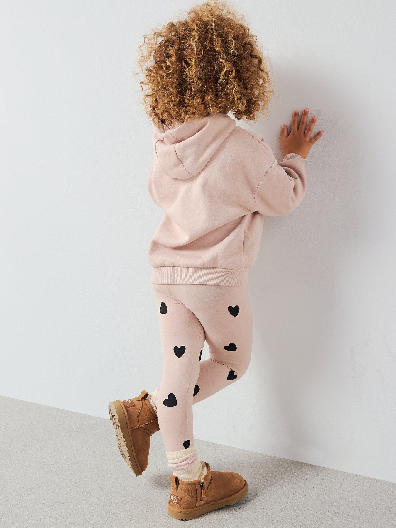  image of the-very-collection-girls-hoodie-and-legging-set-heart-print-cream