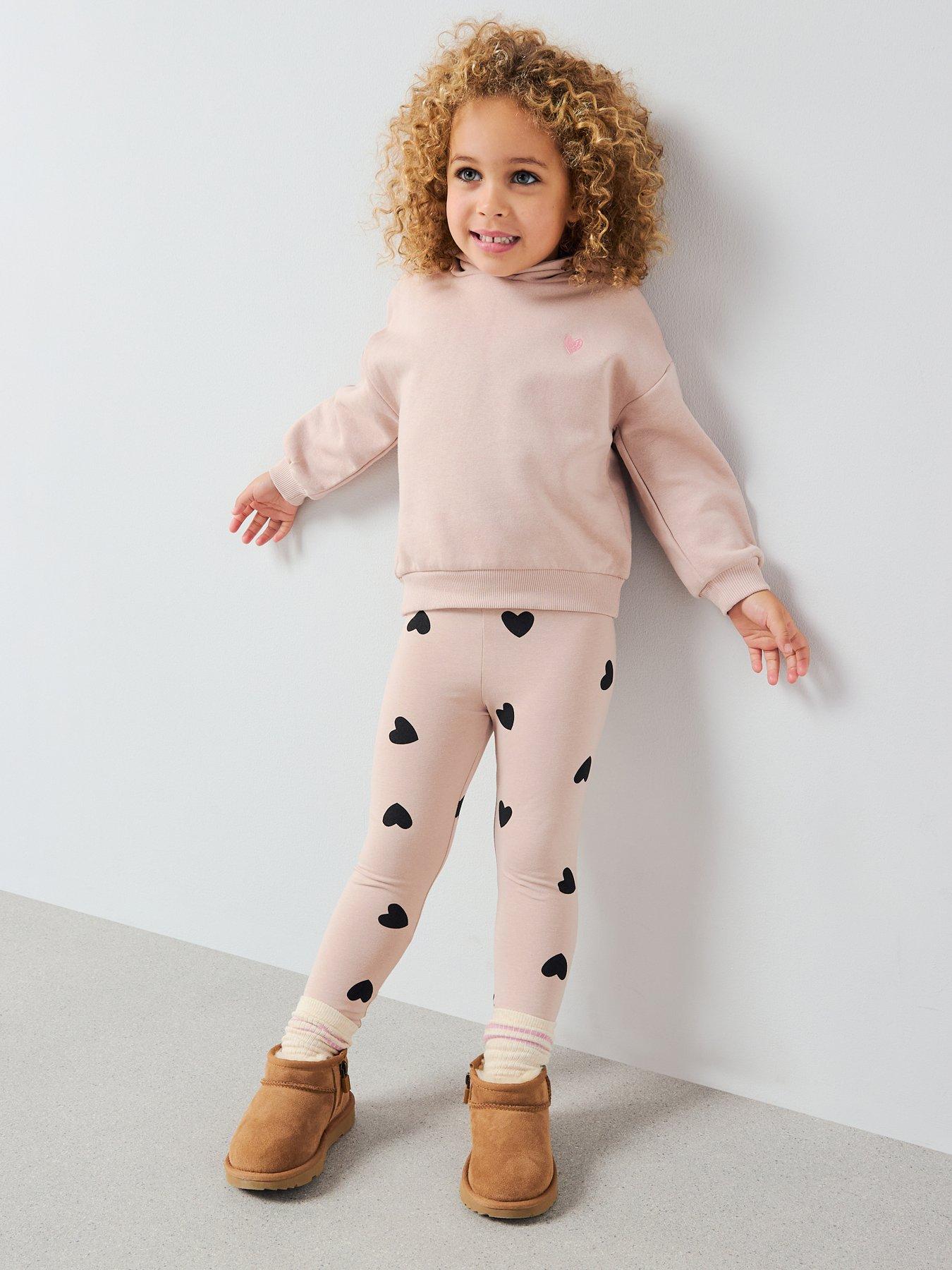 Image 5 of 6 of The Very Collection Girls Hoodie And Legging Set Heart Print - Cream