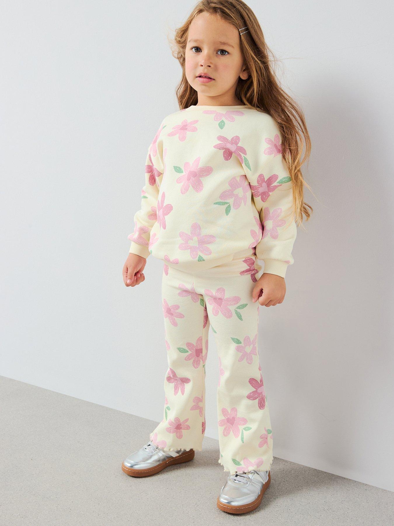  image of the-very-collection-girls-longline-sweatshirt-and-flare-legging-print