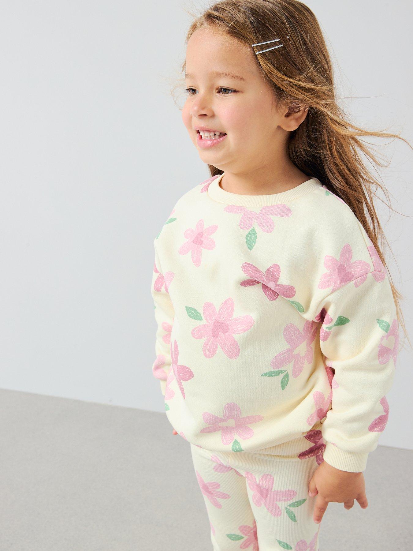  image of the-very-collection-girls-longline-sweatshirt-and-flare-legging-print