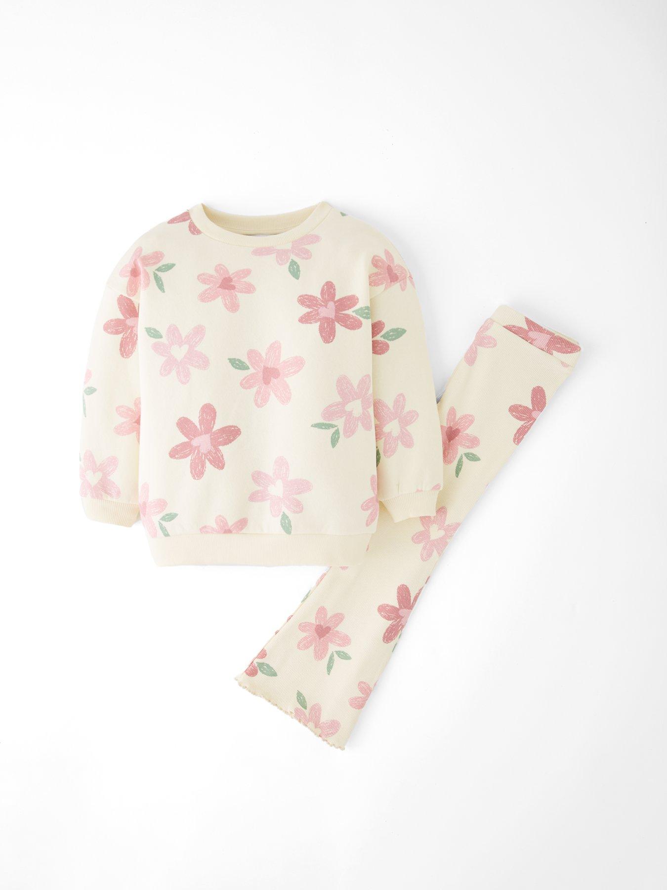  image of the-very-collection-girls-longline-sweatshirt-and-flare-legging-print