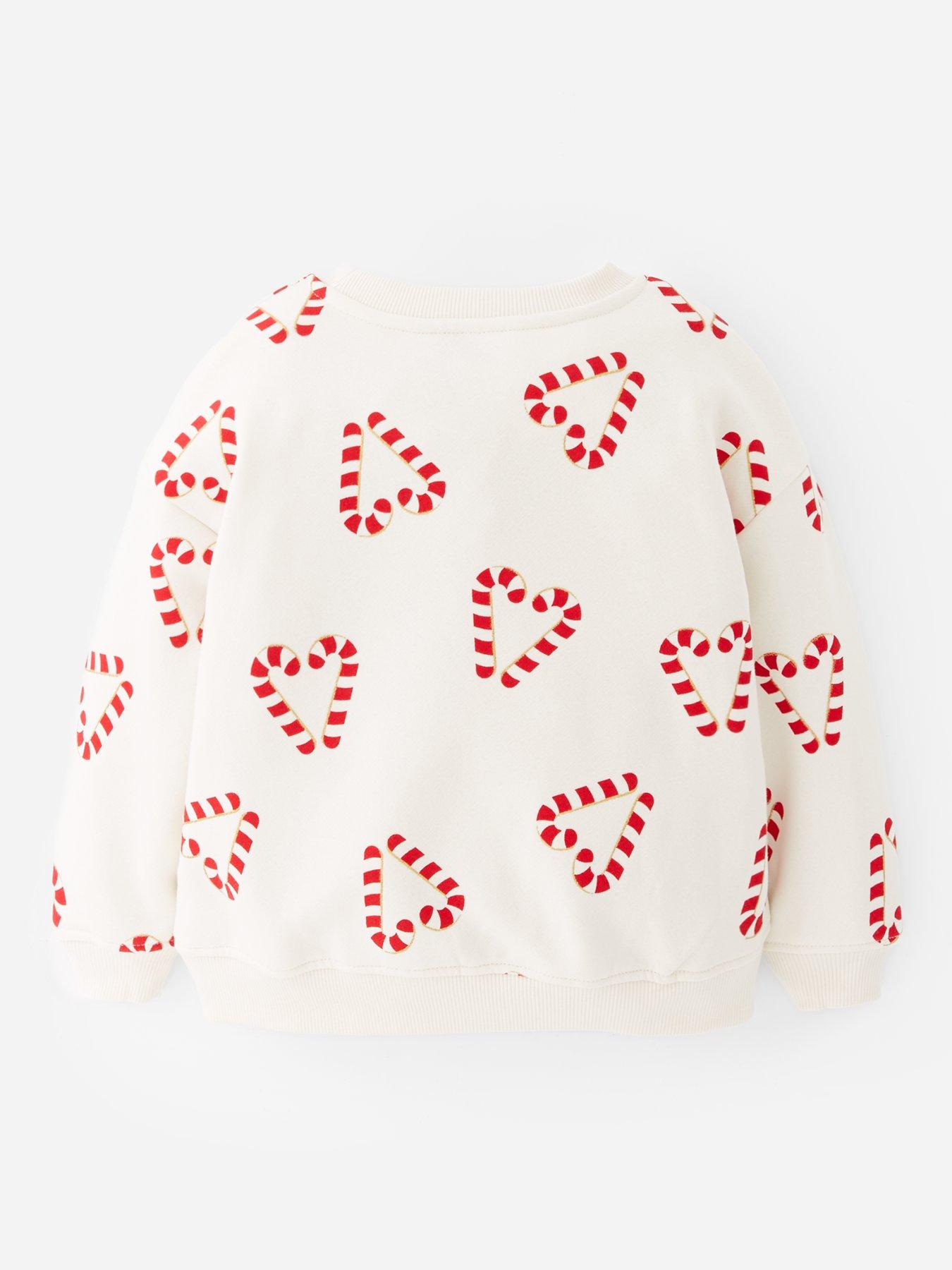  image of the-very-collection-girls-christmas-candy-cane-sweatshirt-cream