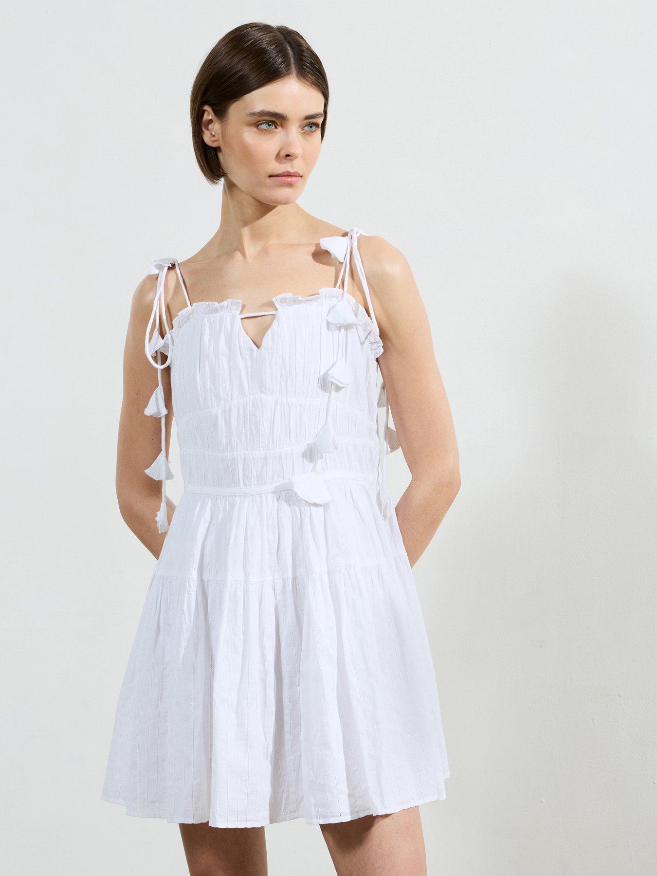 french-connection-cotton-shirred-gathered-a-line-mini-dress-white