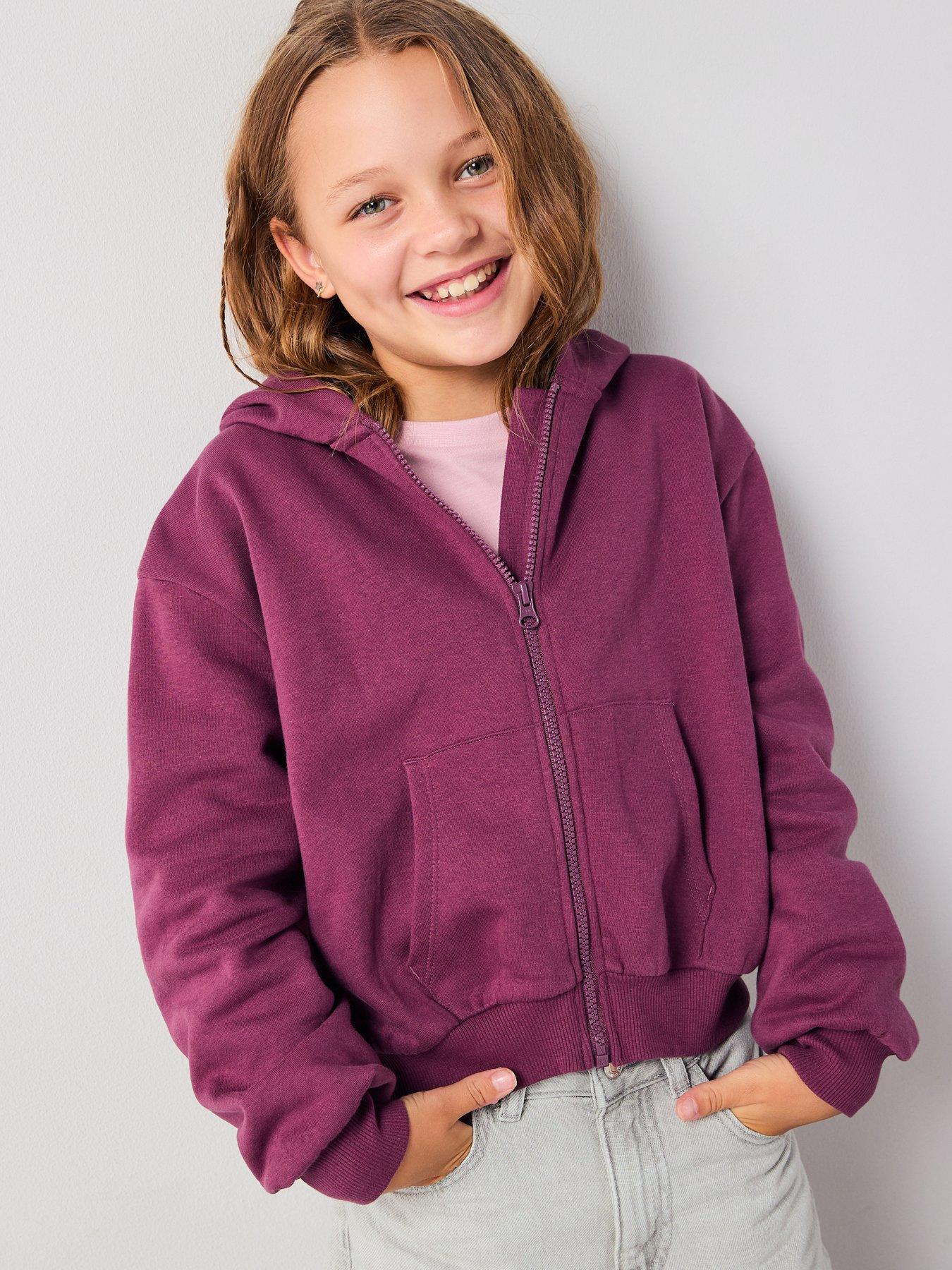  image of the-very-collection-girls-zip-up-hoodie-burgundyred
