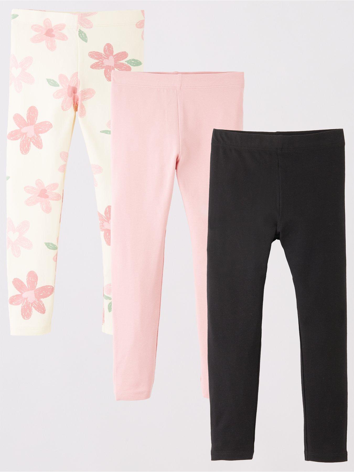 The Very Collection Girls 3 Pack Floral And Plain Leggings Pack - Multi