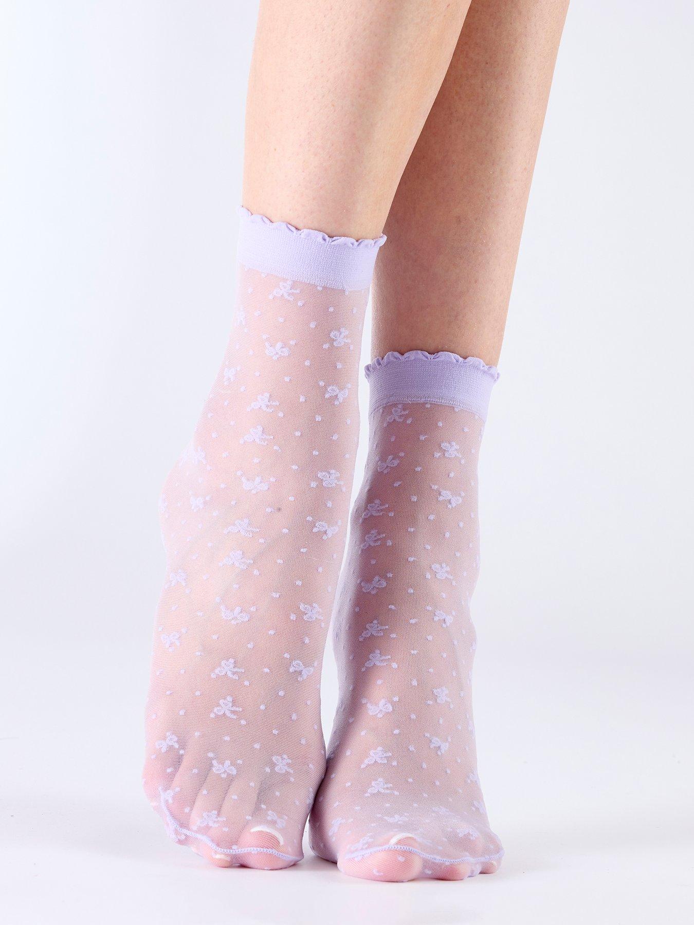 undefined Bow Pattern Sheer Socks - Lavender