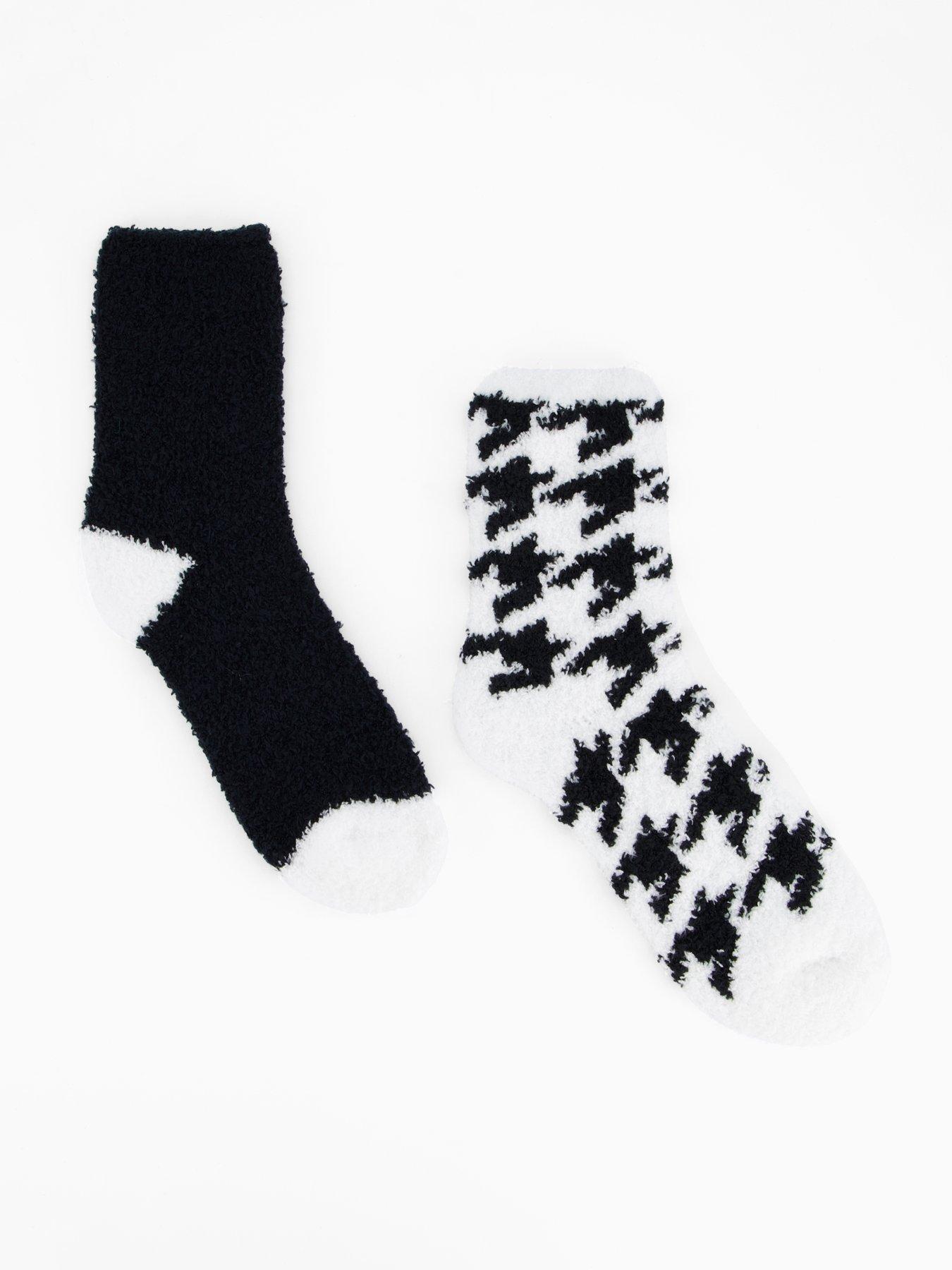 The Very Collection 2Pk Cosy Socks - Black/White