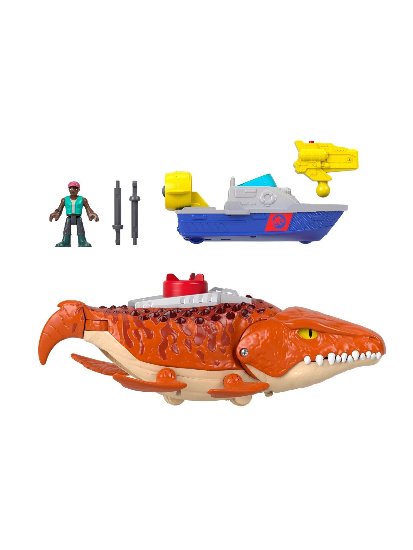  image of imaginext-jurassic-world-rebirth-aquachomp-chase-mosasaurus-dinosaur-toy-playset