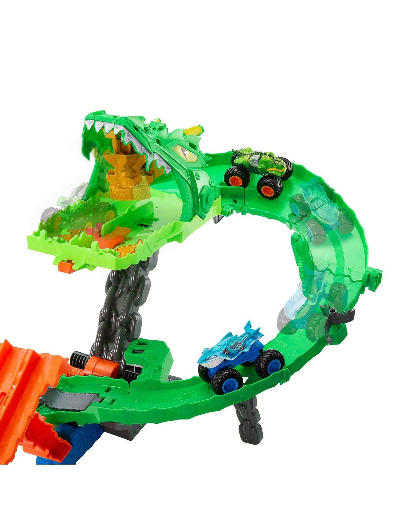Image 3 of 7 of Hot Wheels Monster Trucks Sharks vs. Dinos Dragon Destruction