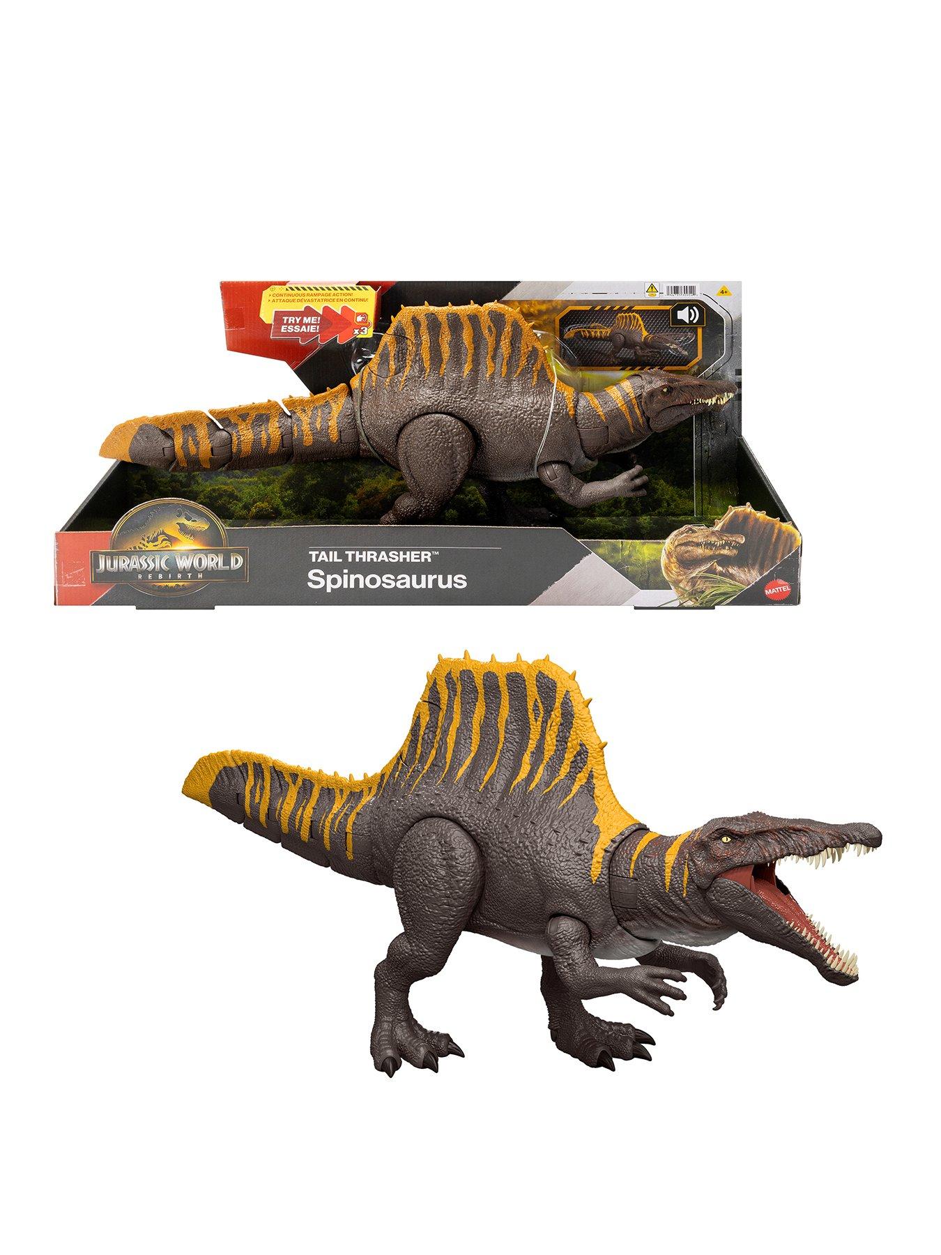 front image of jurassic-world-rebirth-tail-thrasher-spinosaurus-action-figure-dinosaur-toy
