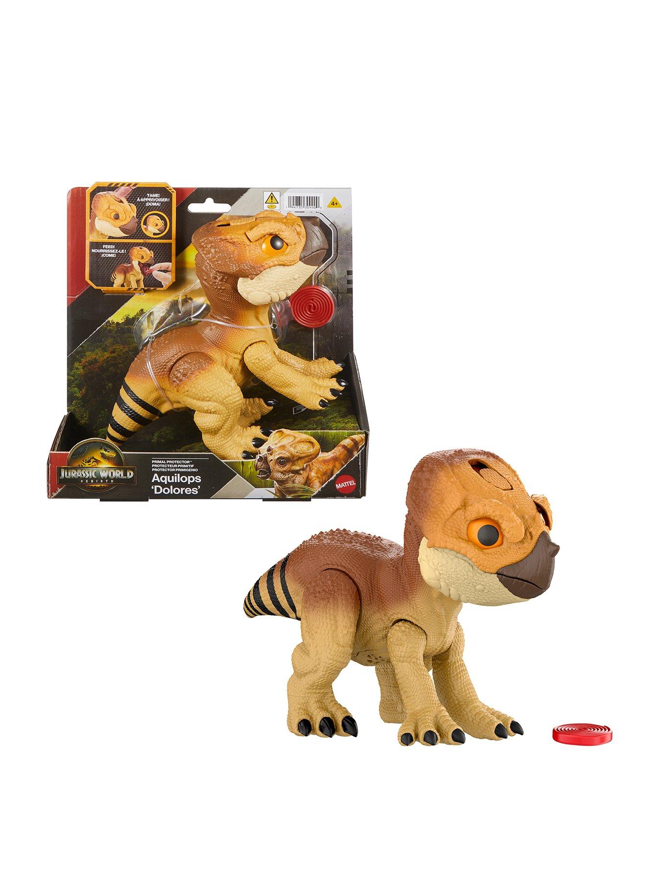 JURASSIC WORLD Rebirth Primal Protector Aquilops Dolores Interactive Dinosaur Toy