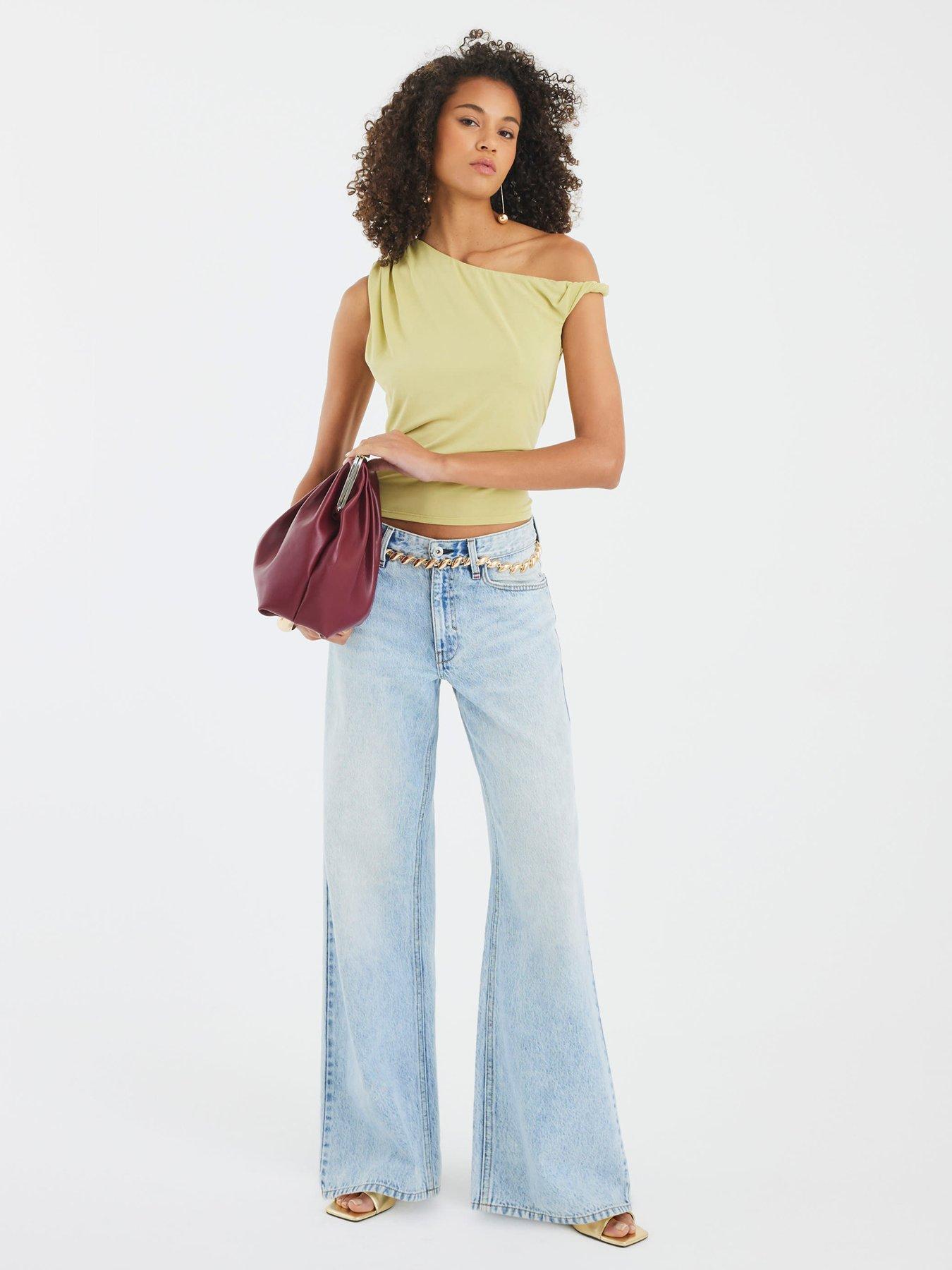 Image 2 of 4 of River Island Short Drape Modal Top - Green