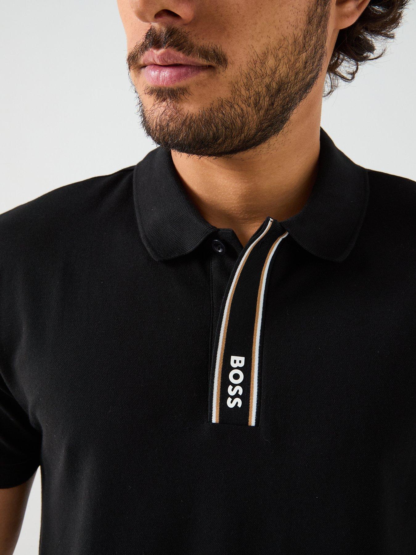 Image 4 of 6 of BOSS Paddy Corporate Placket Regular Fit Cotton Polo Shirt - Black