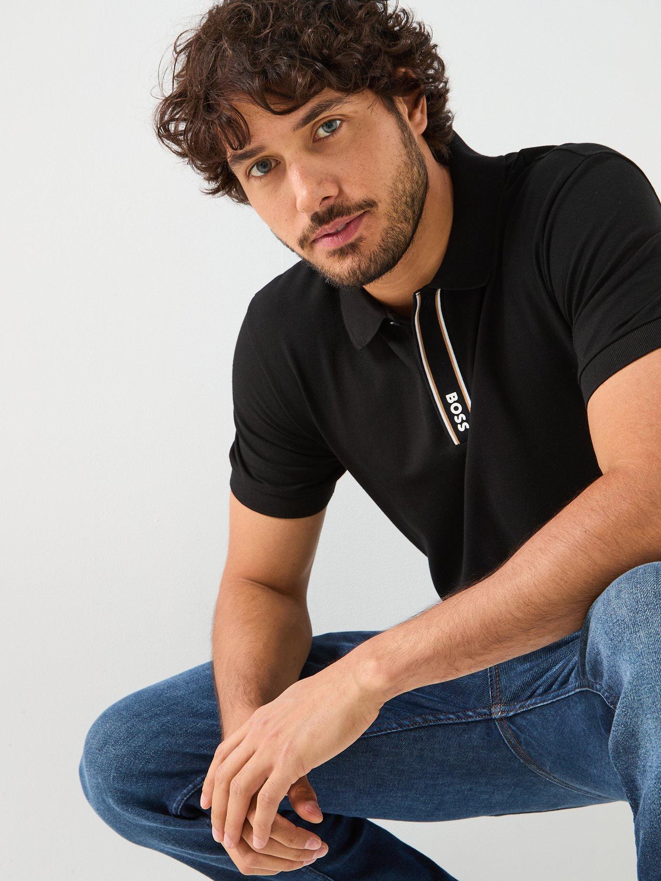 Image 6 of 6 of BOSS Paddy Corporate Placket Regular Fit Cotton Polo Shirt - Black