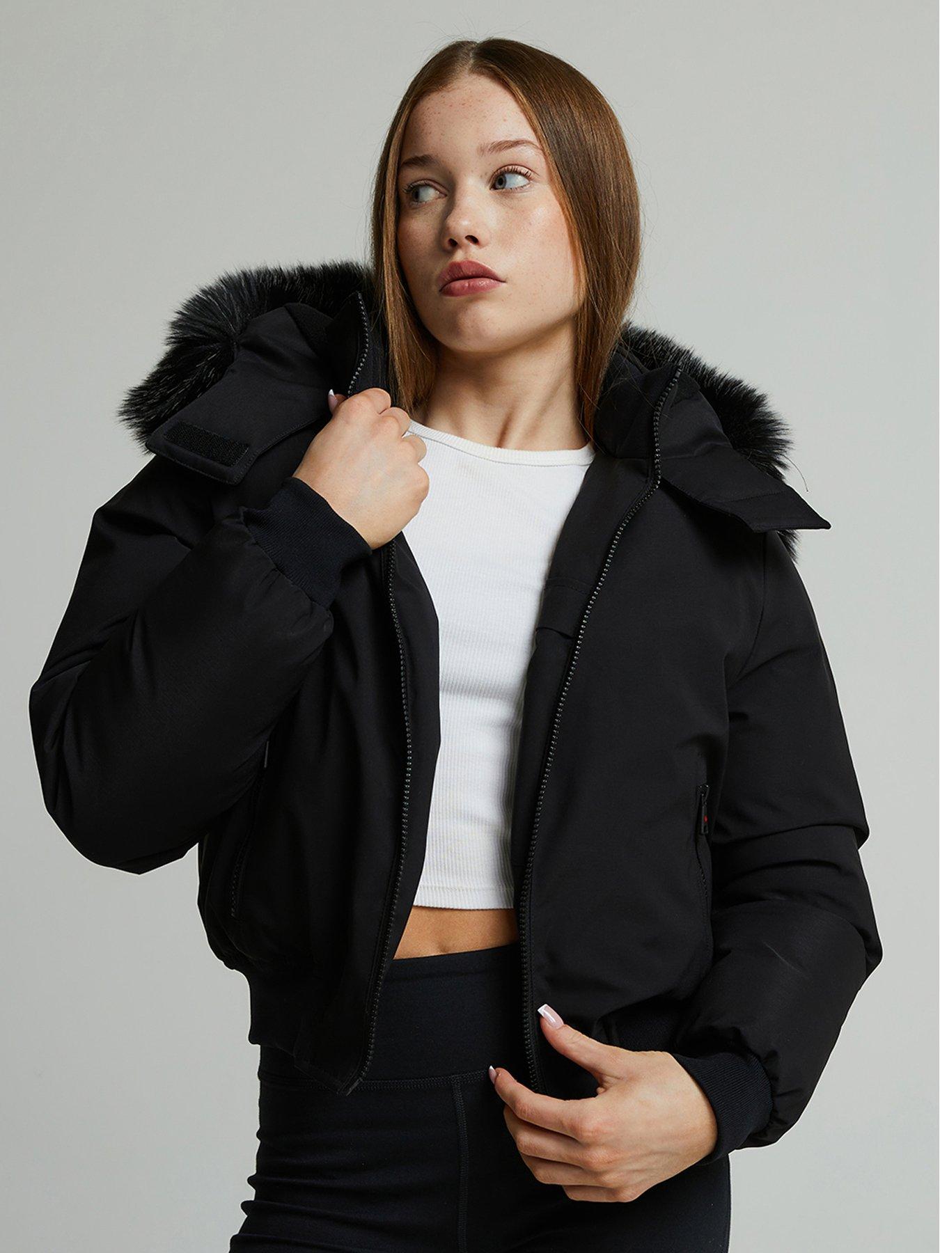 Image 4 of 6 of Zavetti Canada Older Girls Arabella Puffer Bomber Jacket - Black