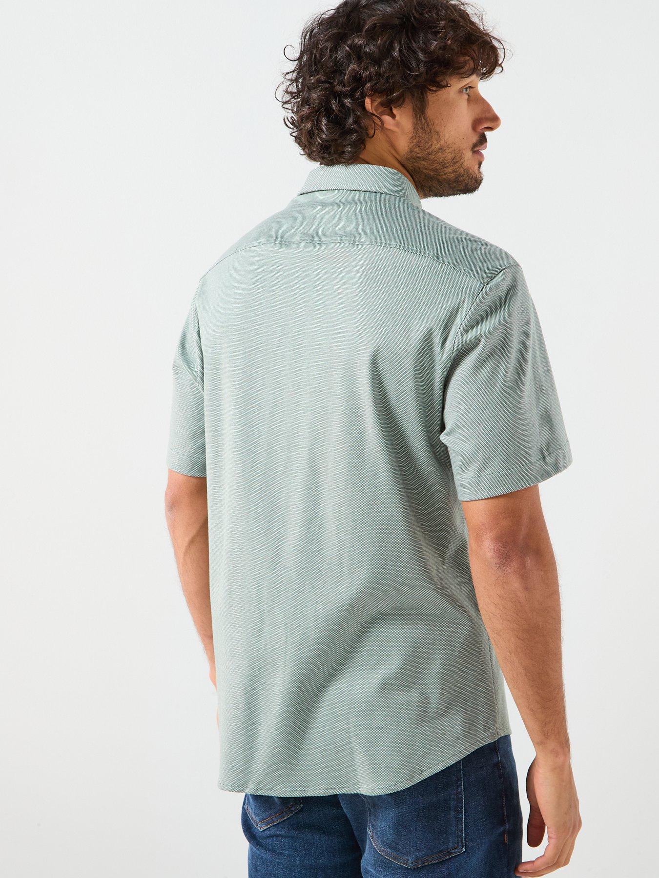 stillFront image of boss-motion-regular-fit-short-sleeve-shirt-green