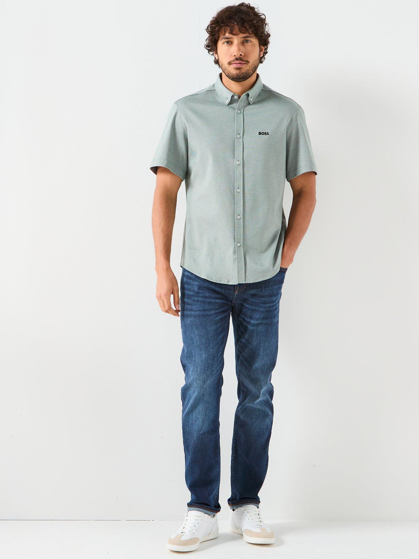  image of boss-motion-regular-fit-short-sleeve-shirt-green