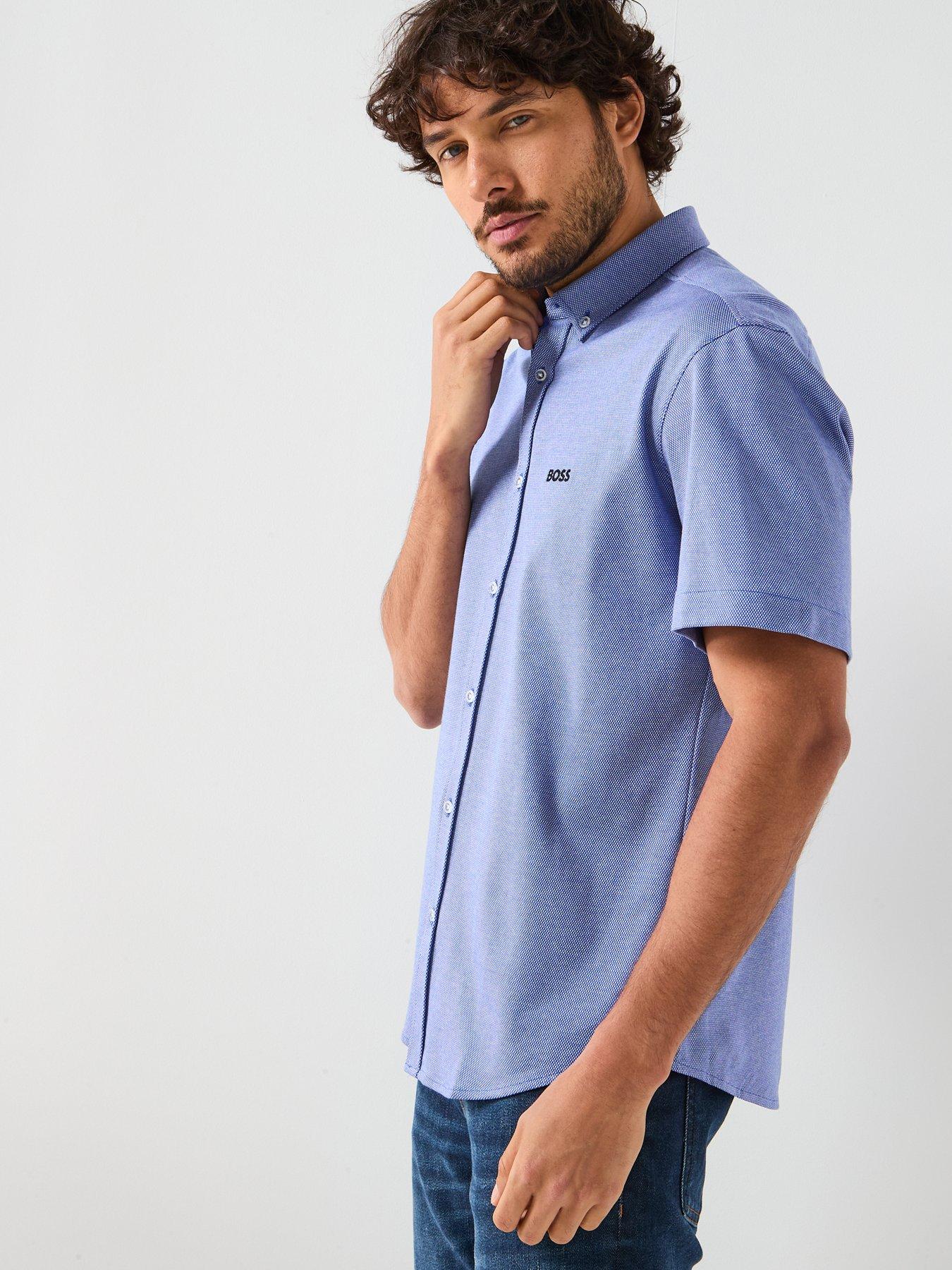  image of boss-motion-regular-fit-short-sleeve-shirt-blue