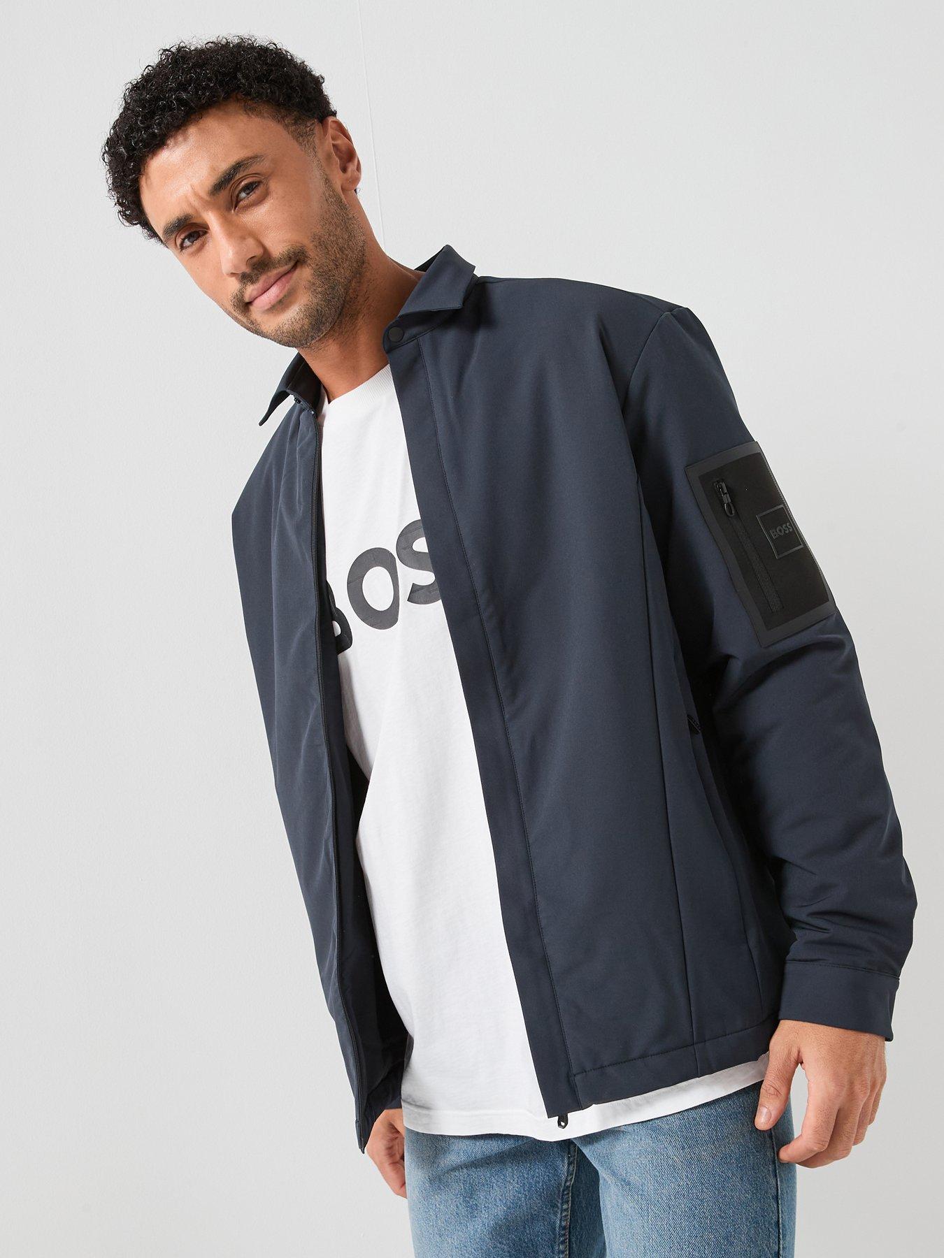 BOSS Expedit Padded Relaxed Fit Zip Through Overshirt - Navy