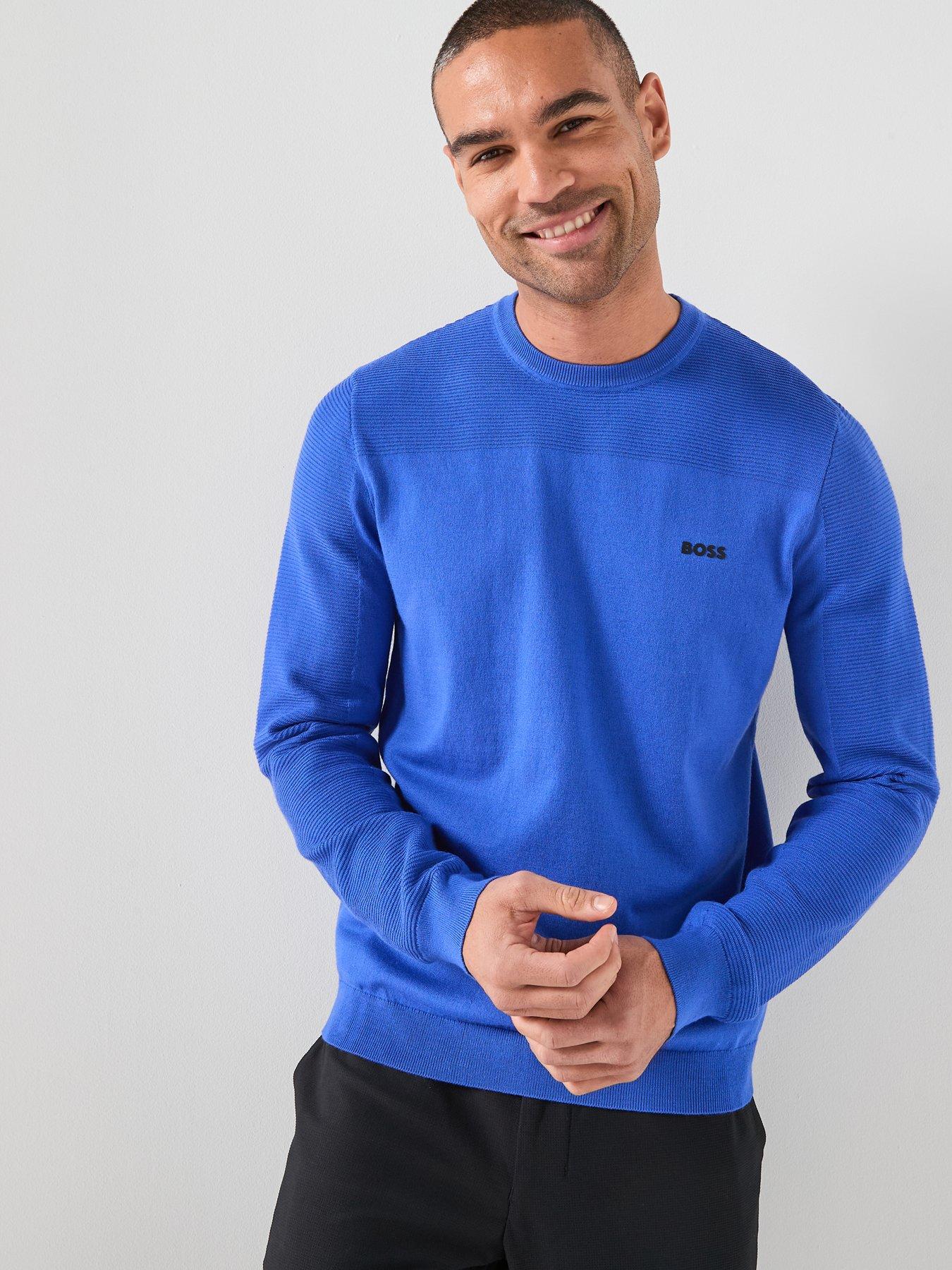 BOSS Momentum-X Merino Crew Knitted Jumper - Blue