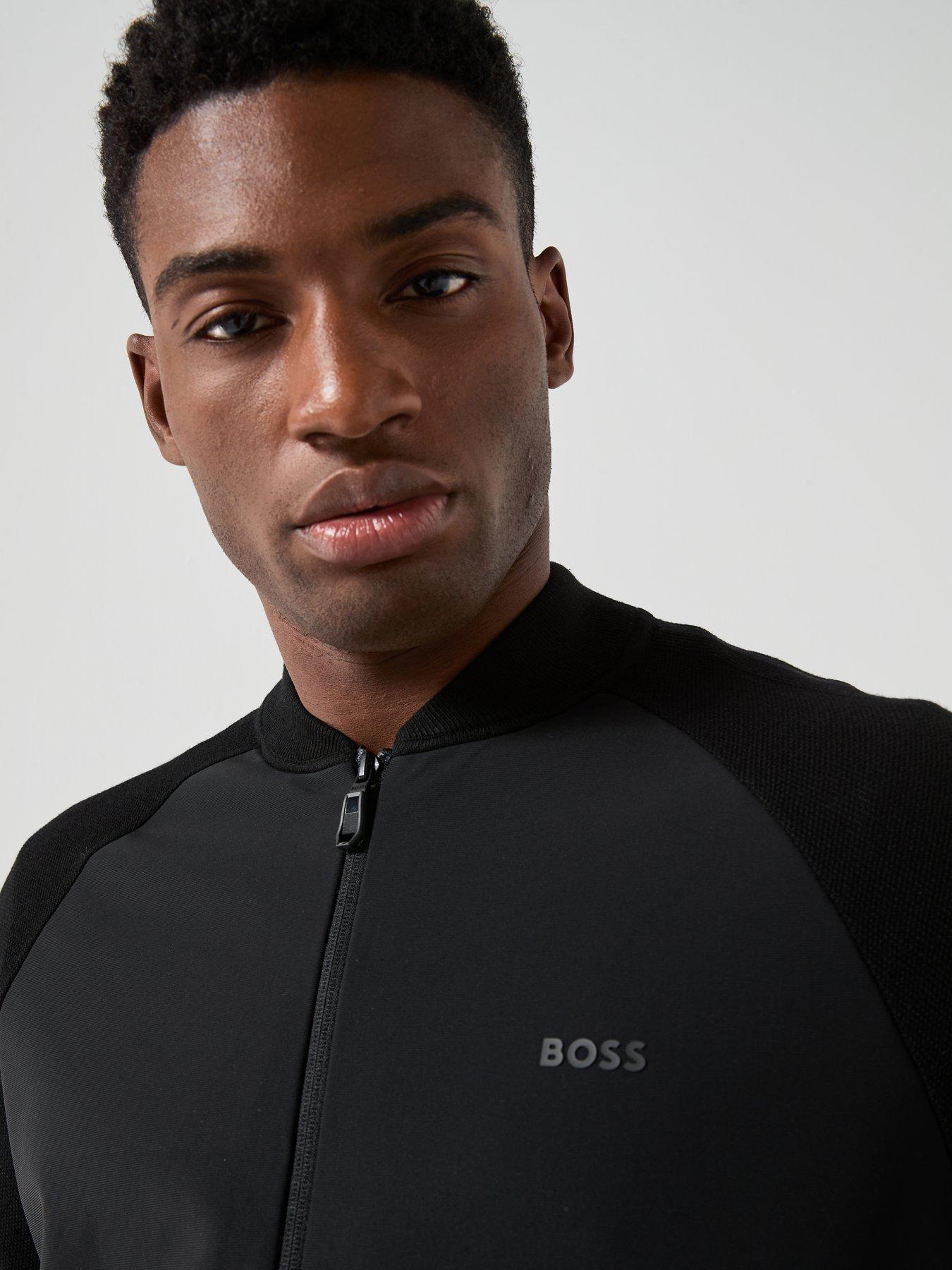 Image 5 of 6 of BOSS Civic Hybrid Regular Fit Zip Through Knitted Jumper Jacket - Black