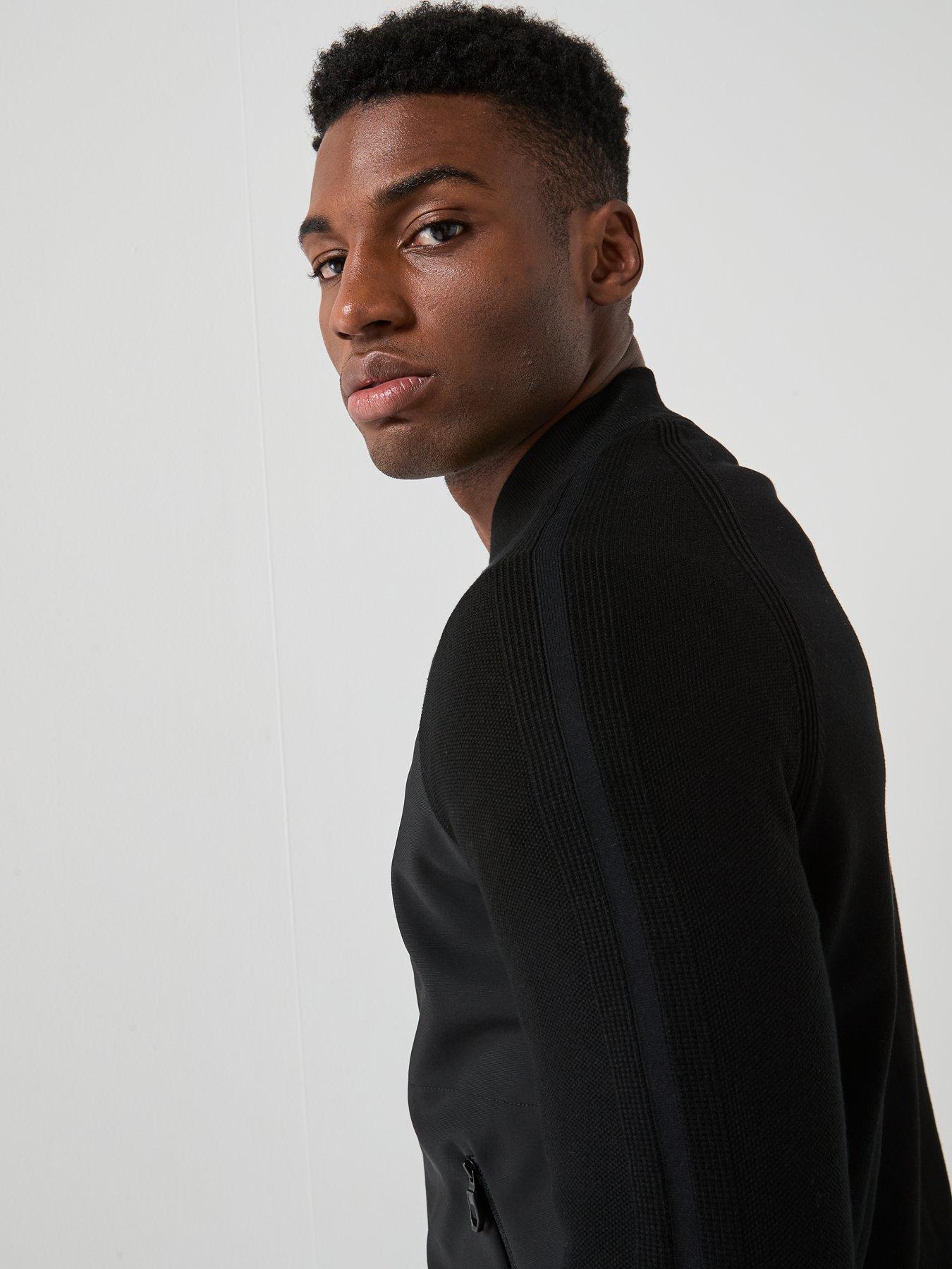 Image 6 of 6 of BOSS Civic Hybrid Regular Fit Zip Through Knitted Jumper Jacket - Black