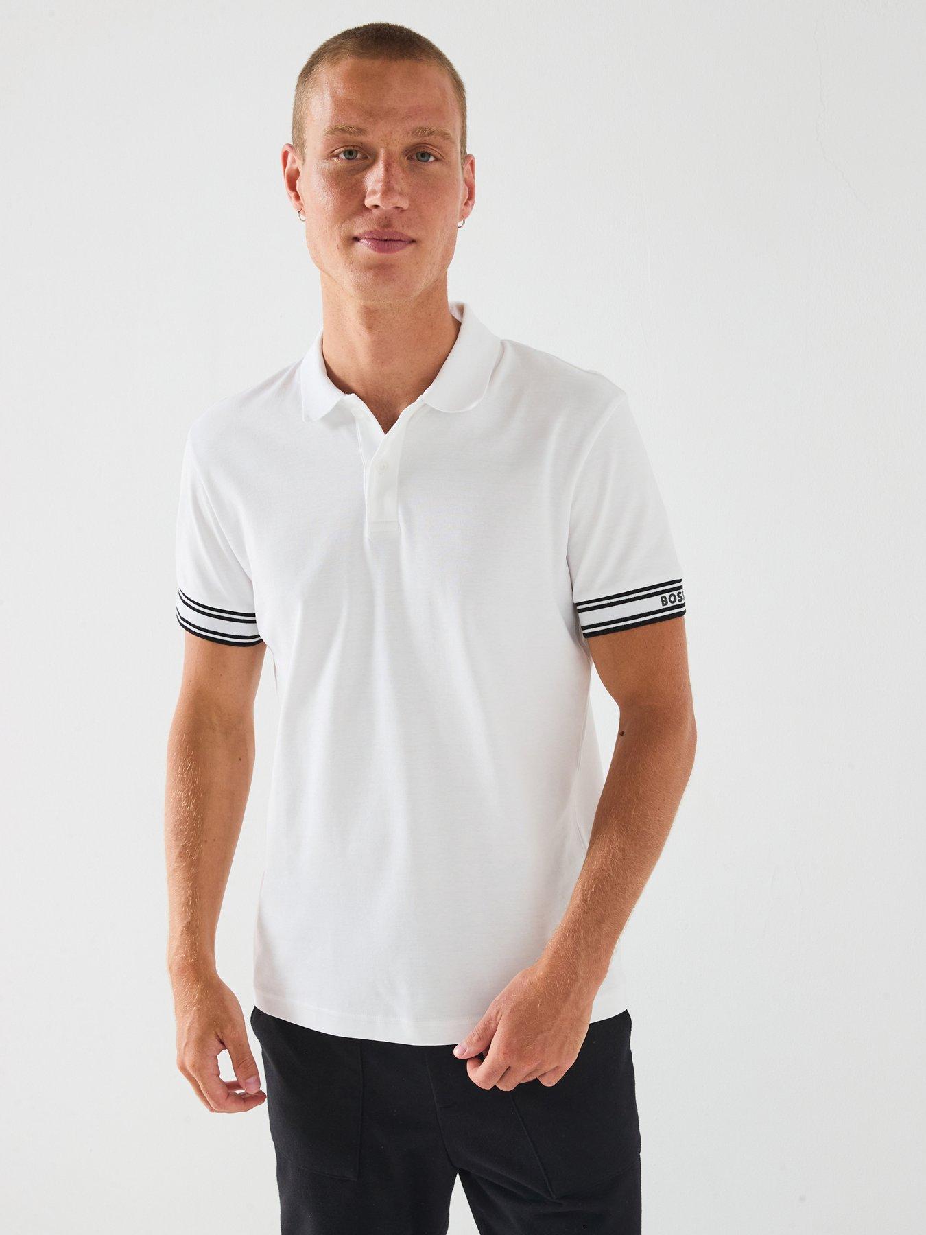BOSS Polo Zone Cuff Logo Polo Shirt - White