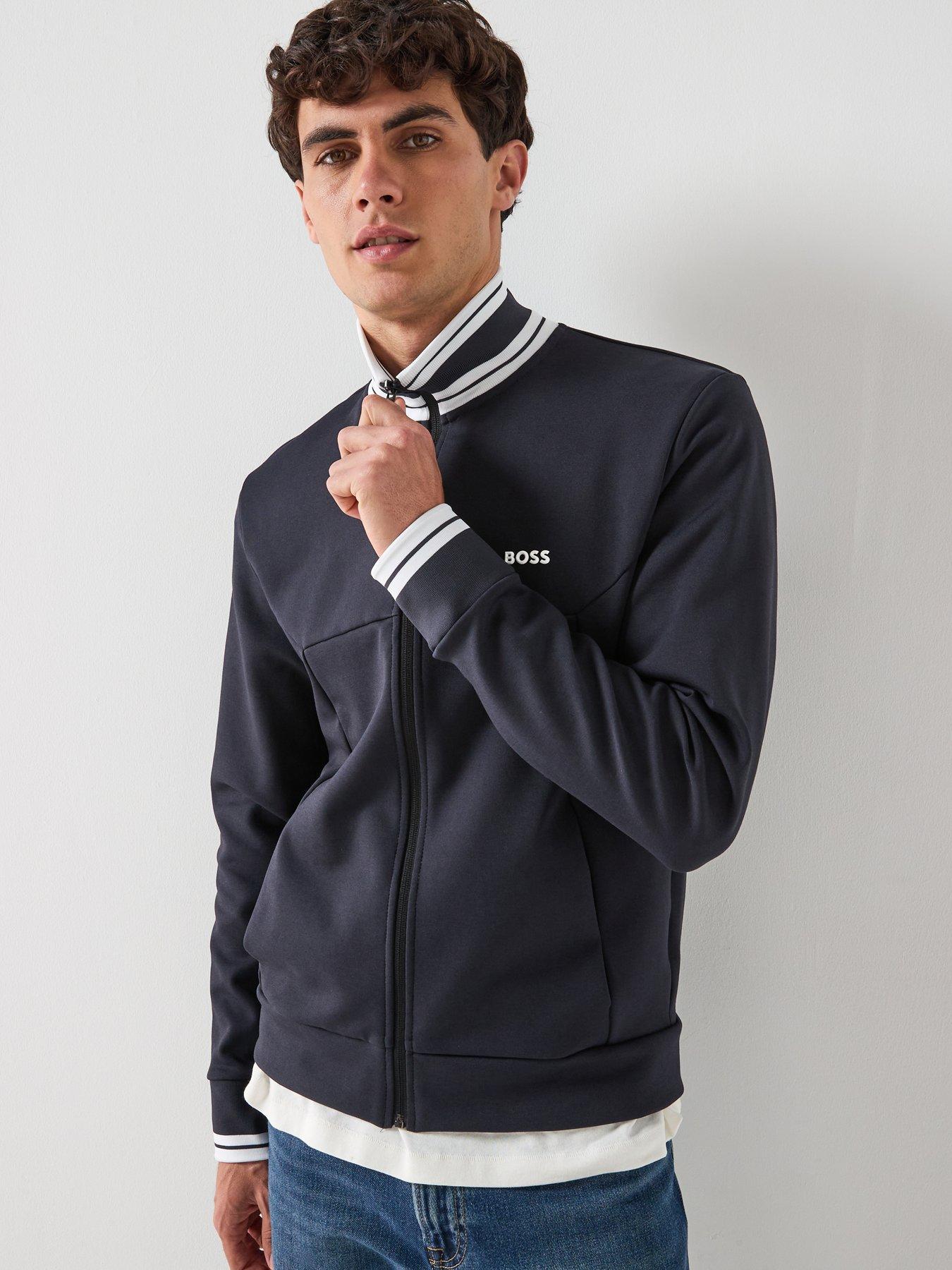 BOSS Zone Regular Fit 3D Logo Zip Track Top - Navy