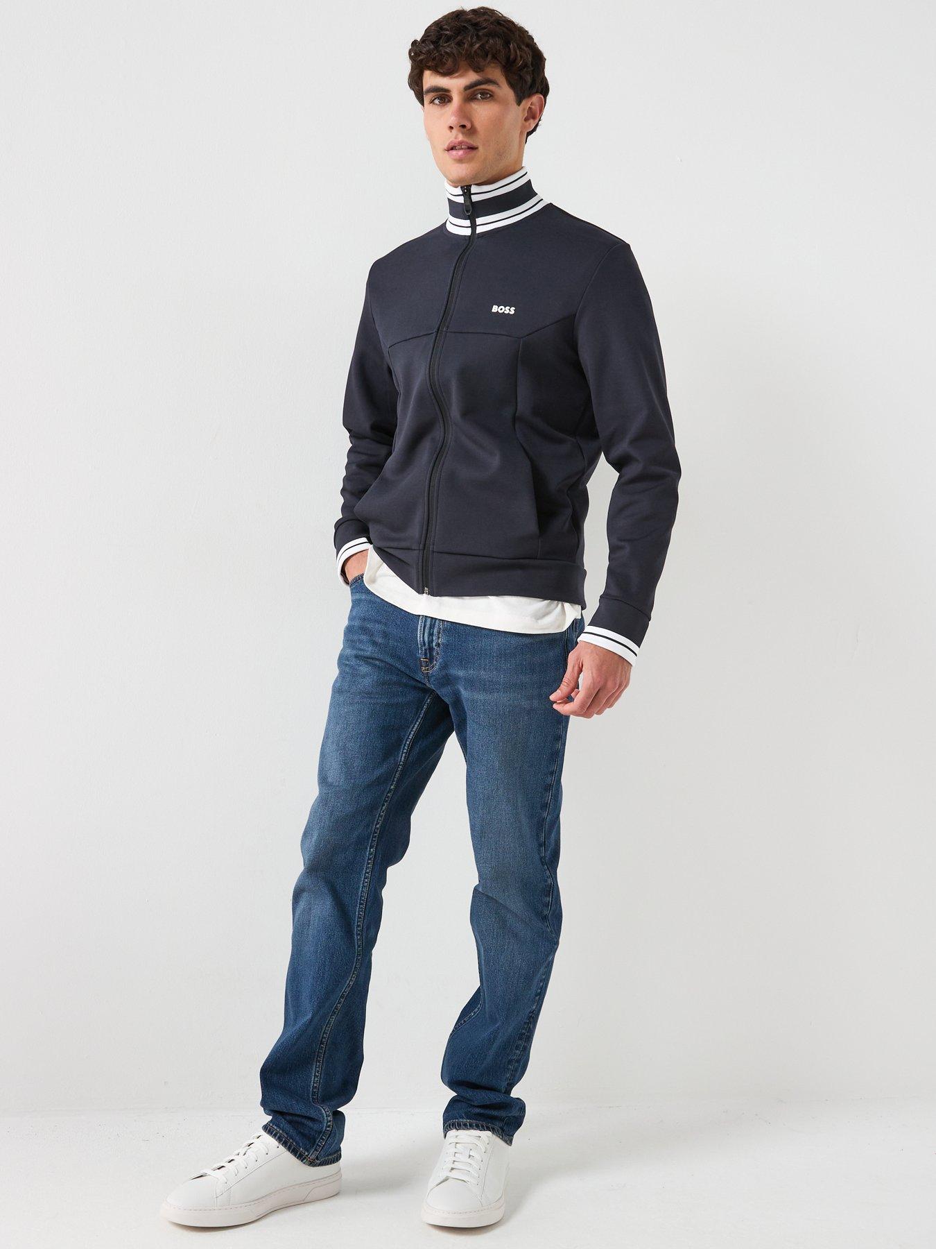  image of boss-zone-regular-fit-3d-logo-zip-track-top-navy