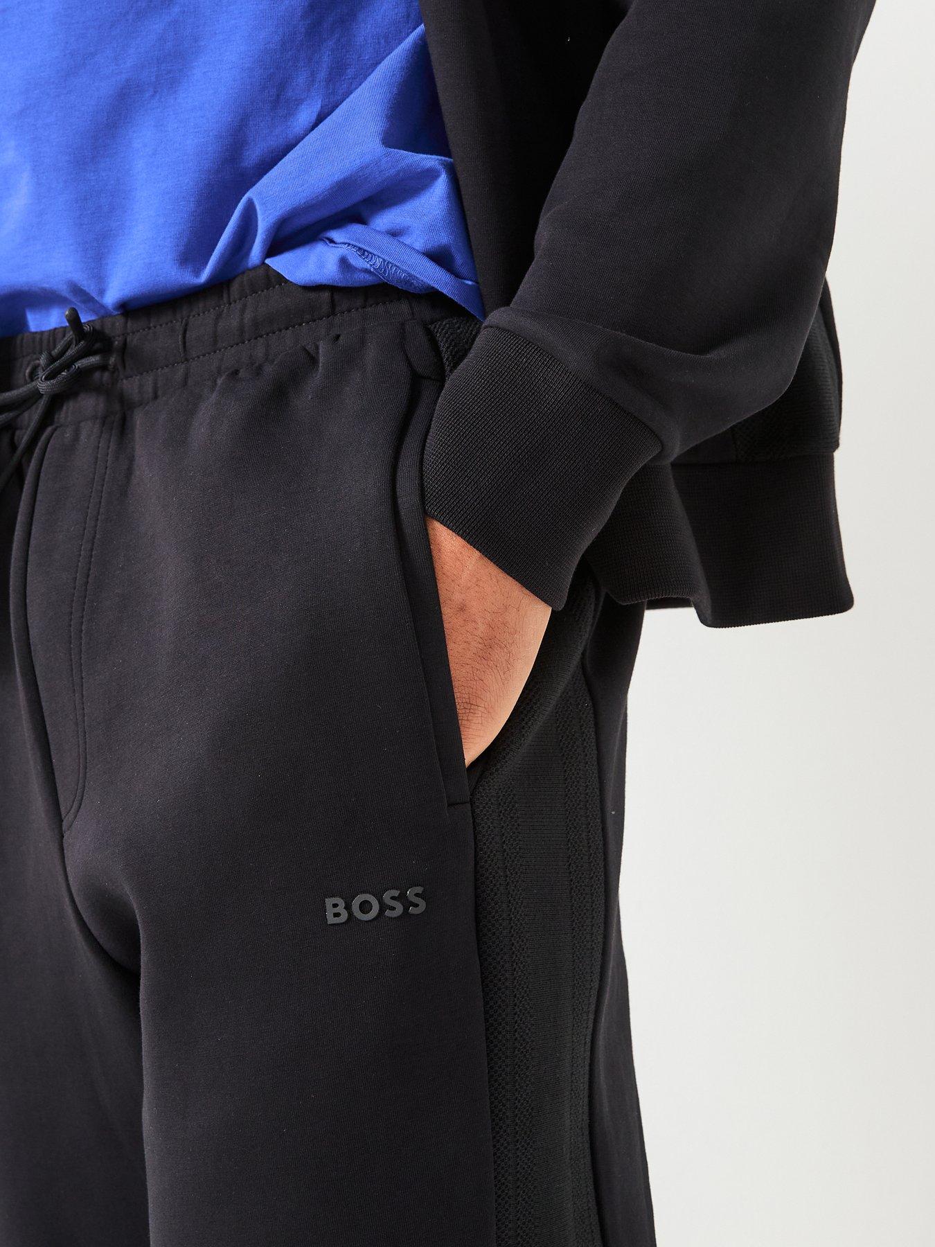 Image 5 of 6 of BOSS Tracksuit Set Regular Fit Stripe Funnel Neck Tracksuit - Black