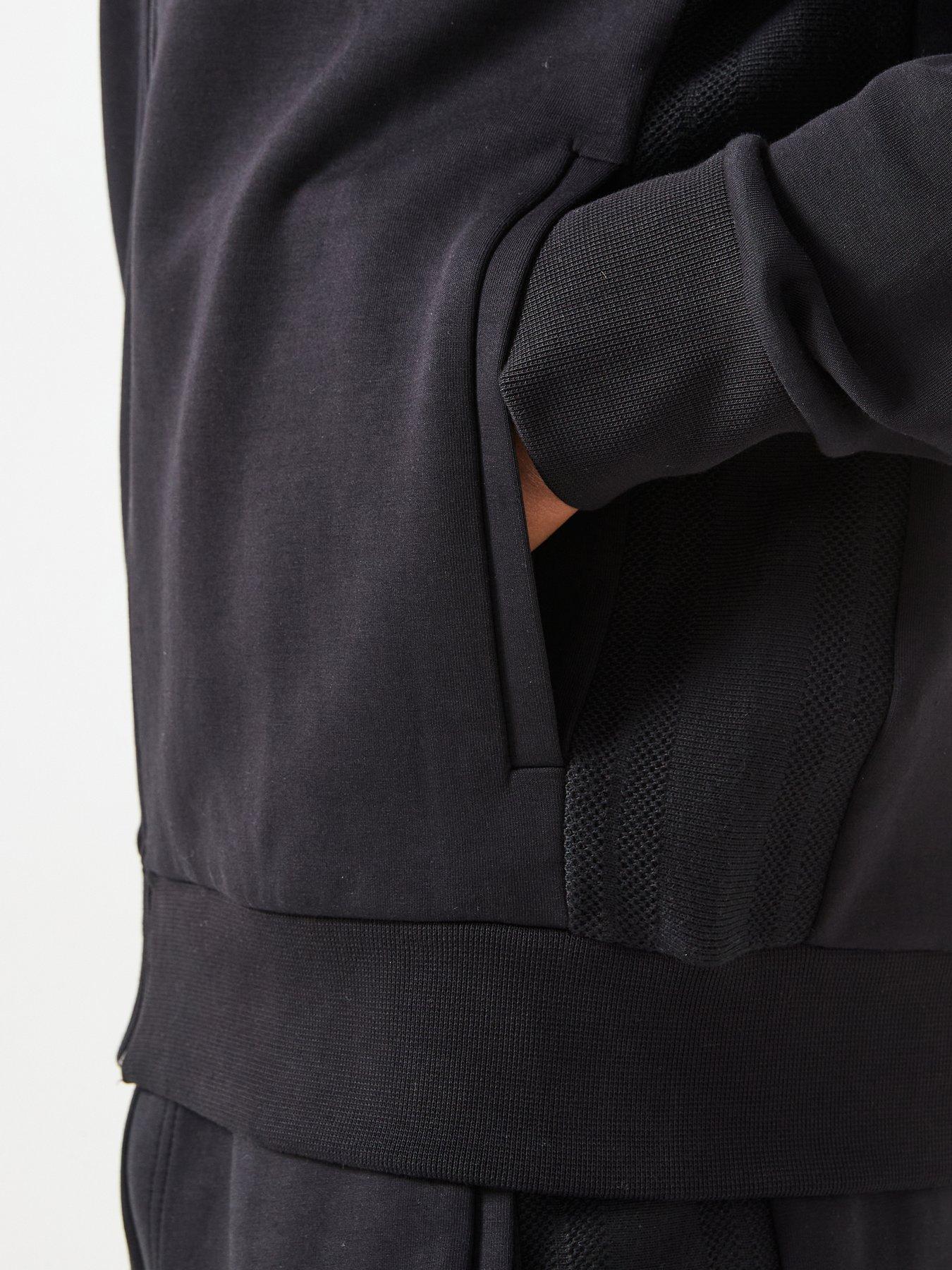 Image 6 of 6 of BOSS Tracksuit Set Regular Fit Stripe Funnel Neck Tracksuit - Black