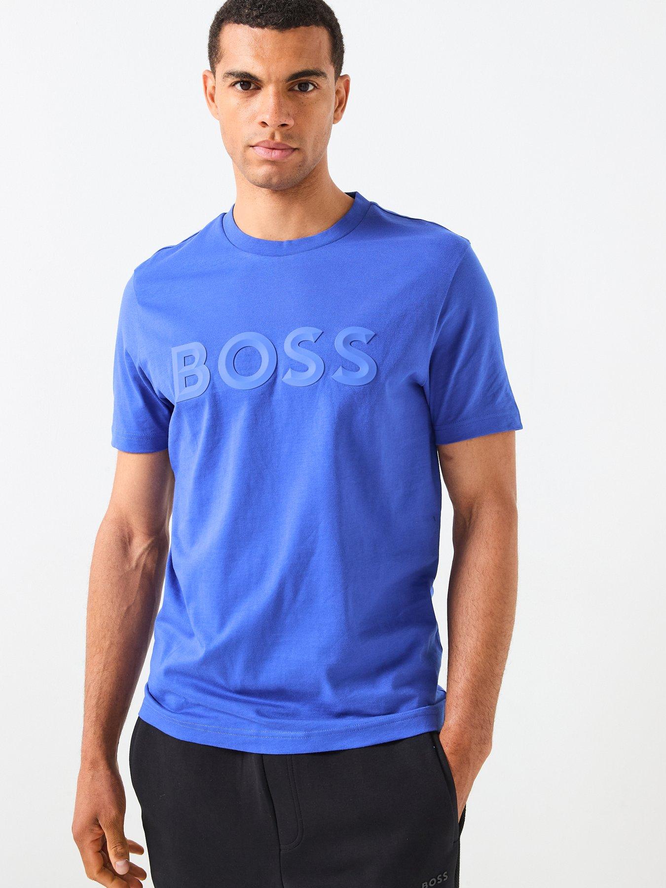 BOSS Tee Iconic Zone 3D Logo Regular Fit T-Shirt - Blue