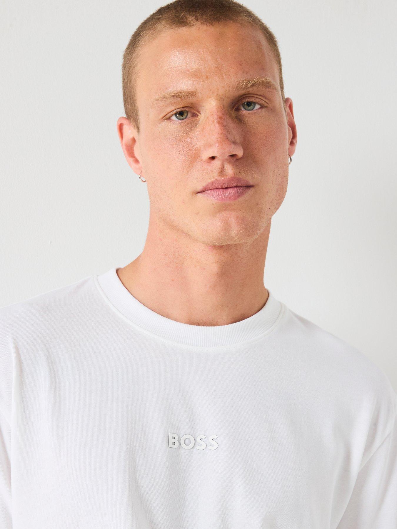 Image 4 of 5 of BOSS Tee 10 Oversize Fit Centre Tonal Logo T-Shirt - White