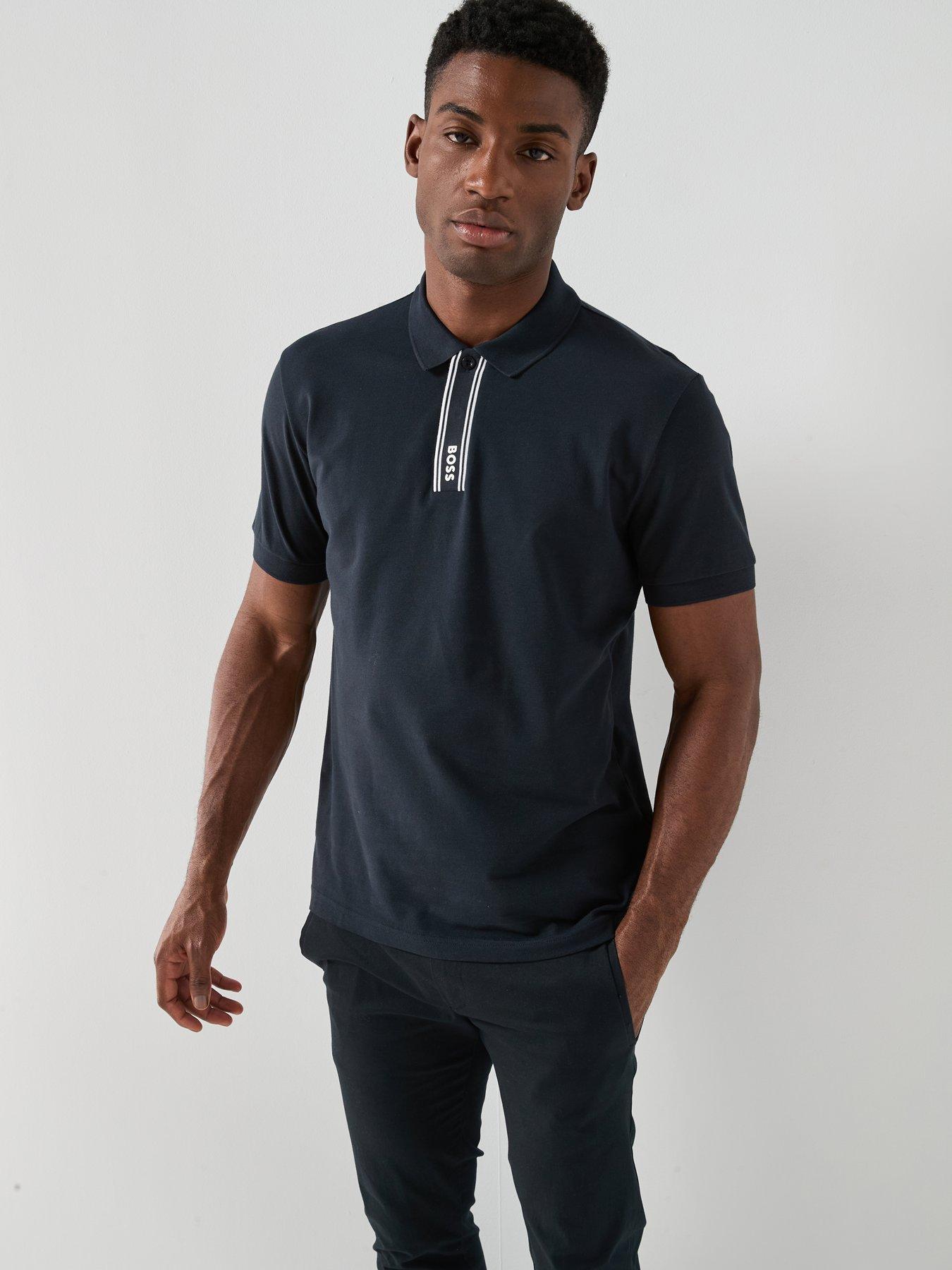 BOSS Paddy Corporate Placket Regular Fit Cotton Polo Shirt - Navy